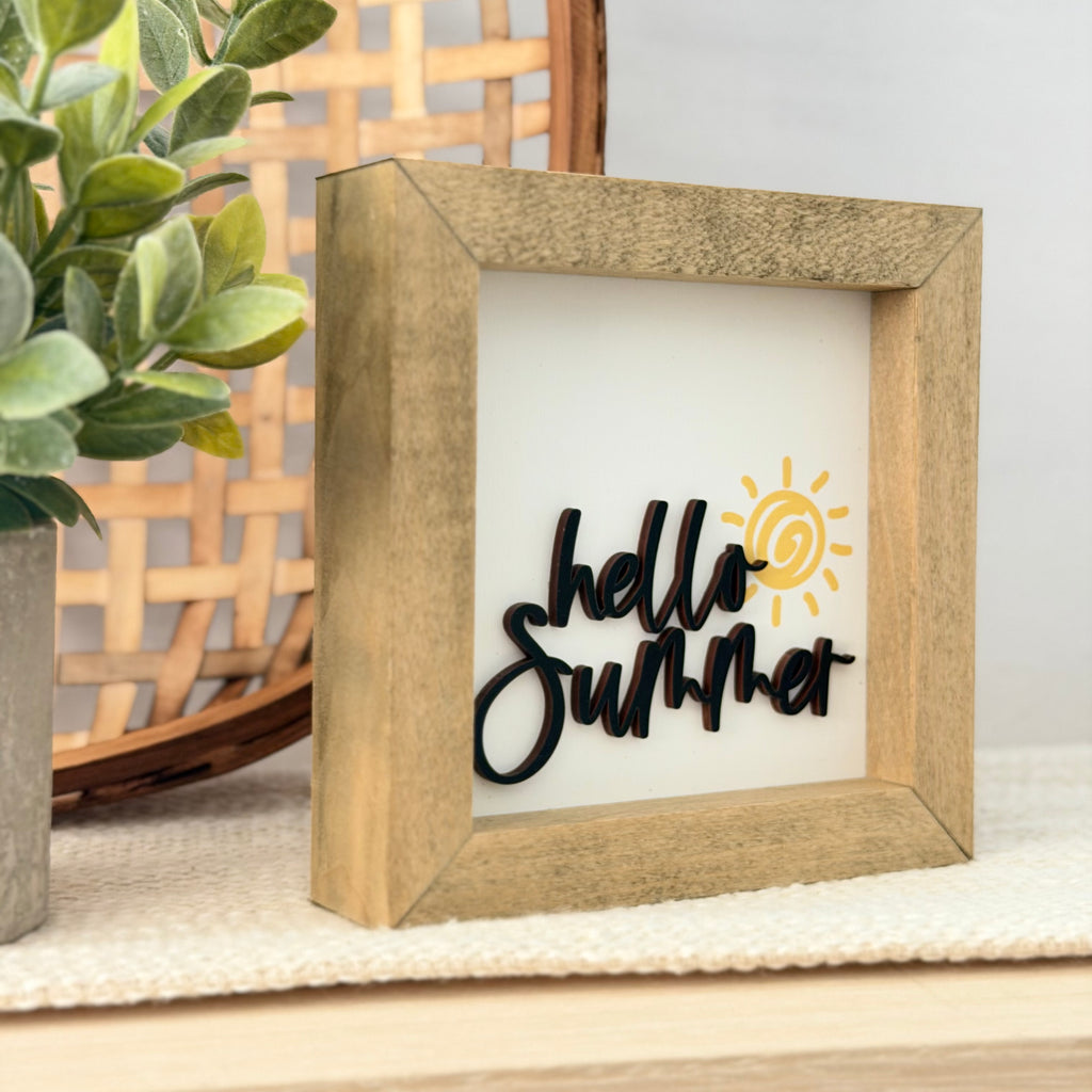 Hello Summer Wooden Framed Sign