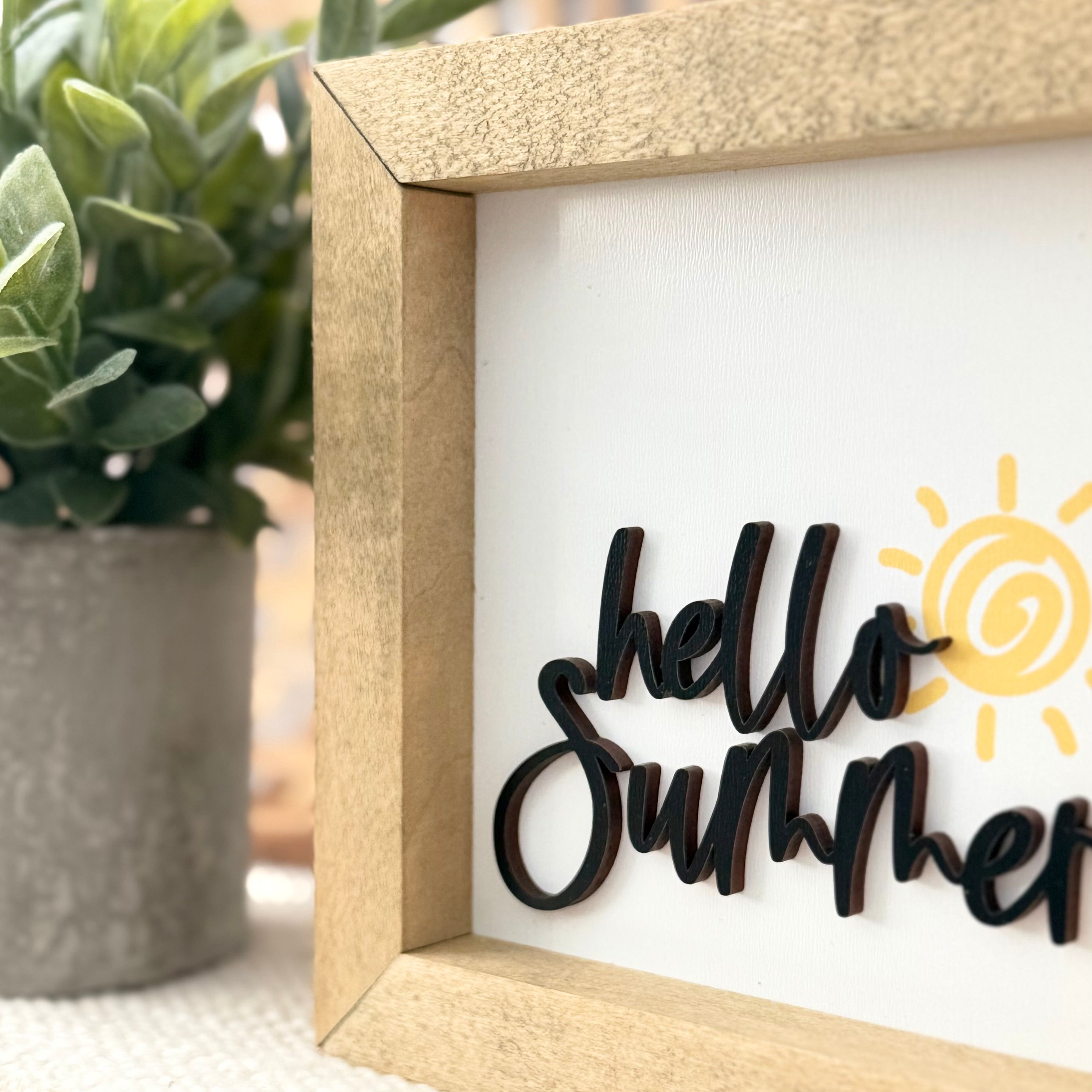Hello Summer Wooden Framed Sign