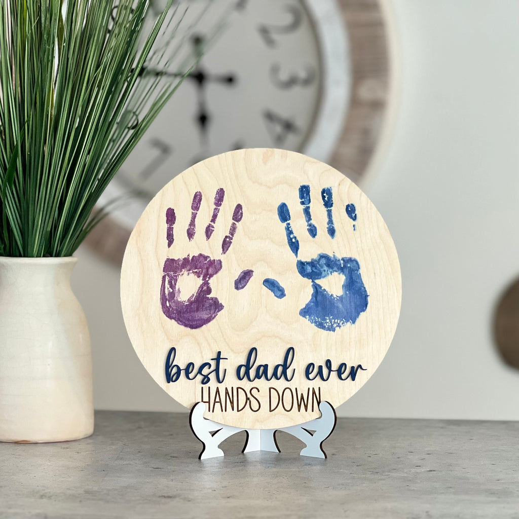 Father Figure Sign Kid's Hand Print Father's Day Sign – Wintuck Home