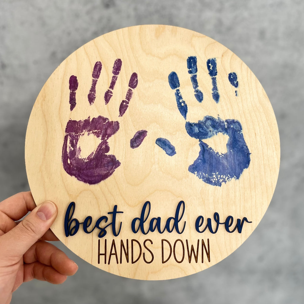 Father Figure Sign Kid's Hand Print Father's Day Sign – Wintuck Home