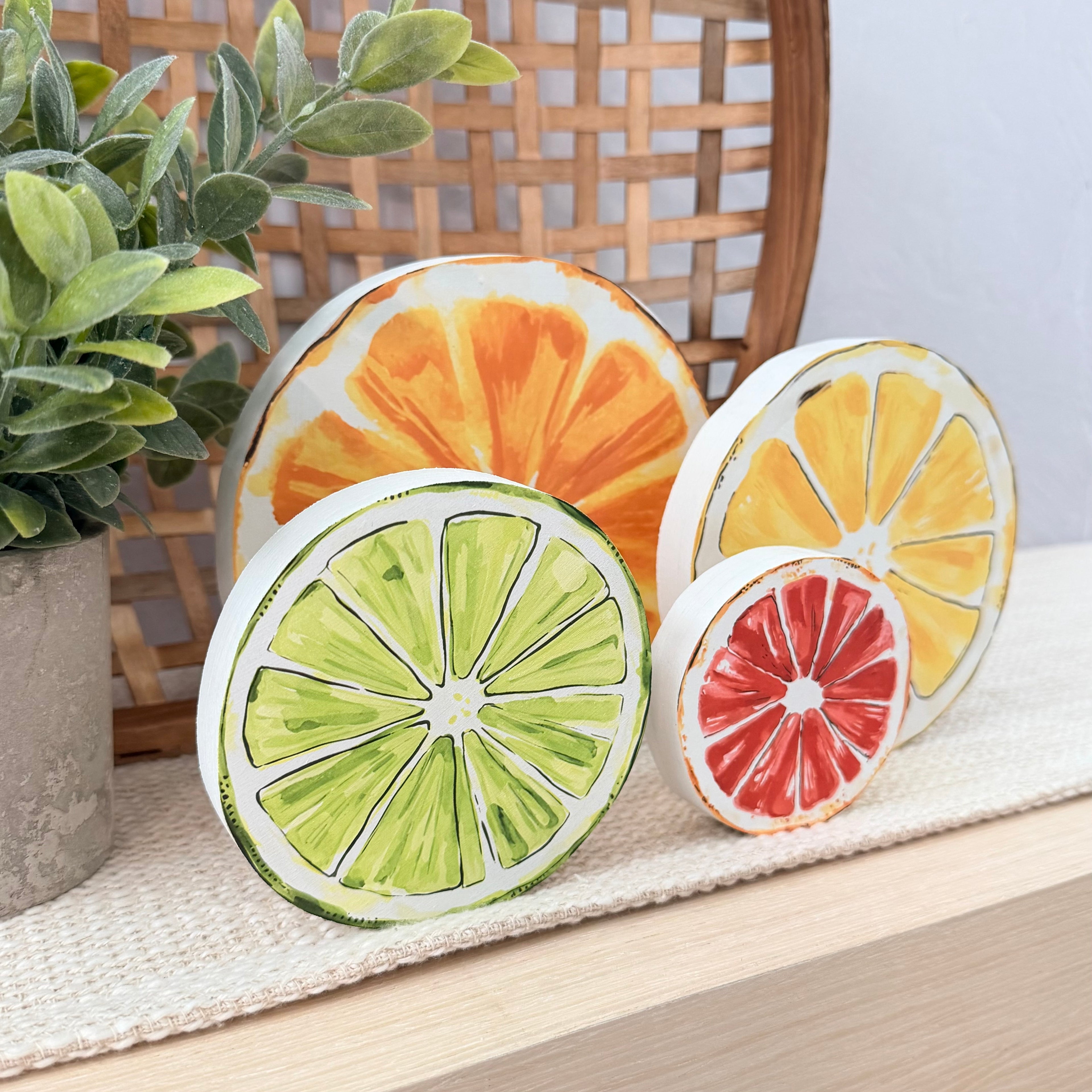 Summer Citrus Chunky Wood Shelf Sitter