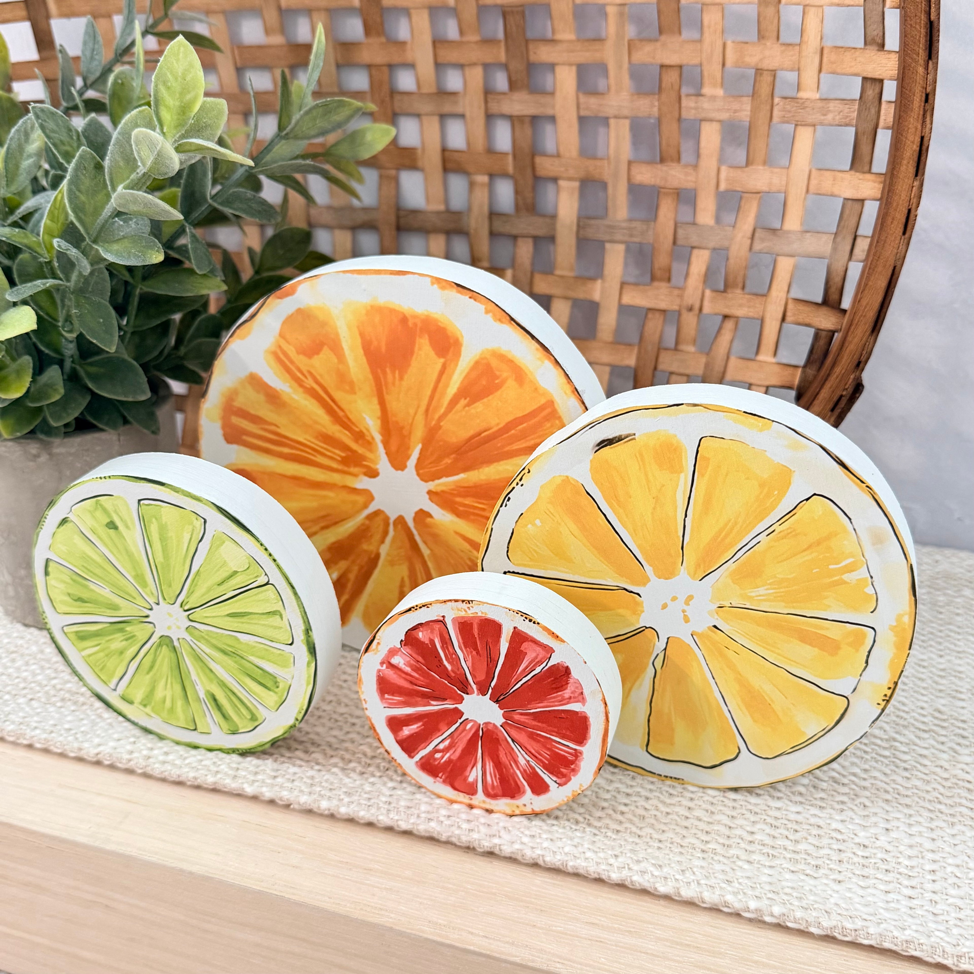 Summer Citrus Chunky Wood Shelf Sitter