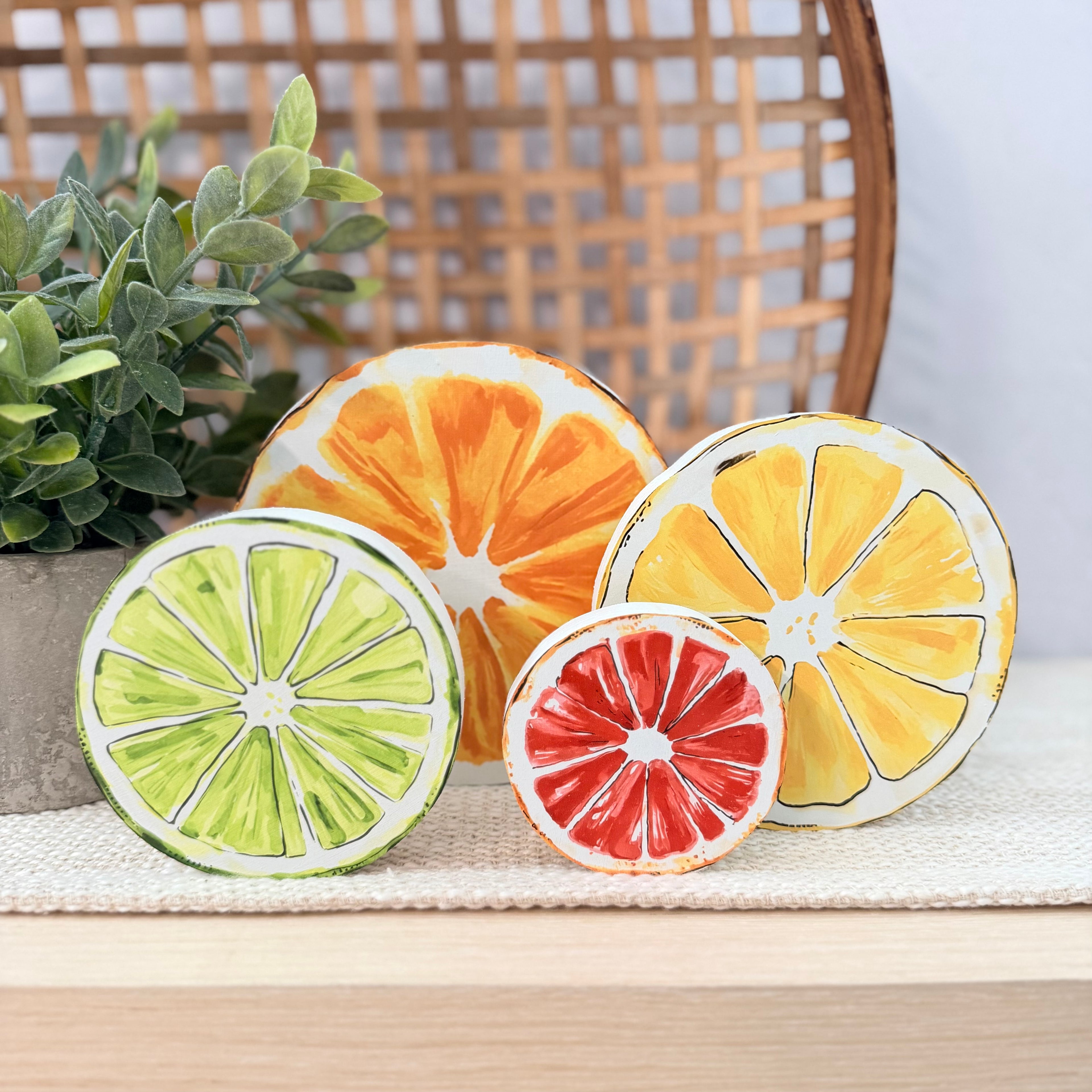 Summer Citrus Chunky Wood Shelf Sitter