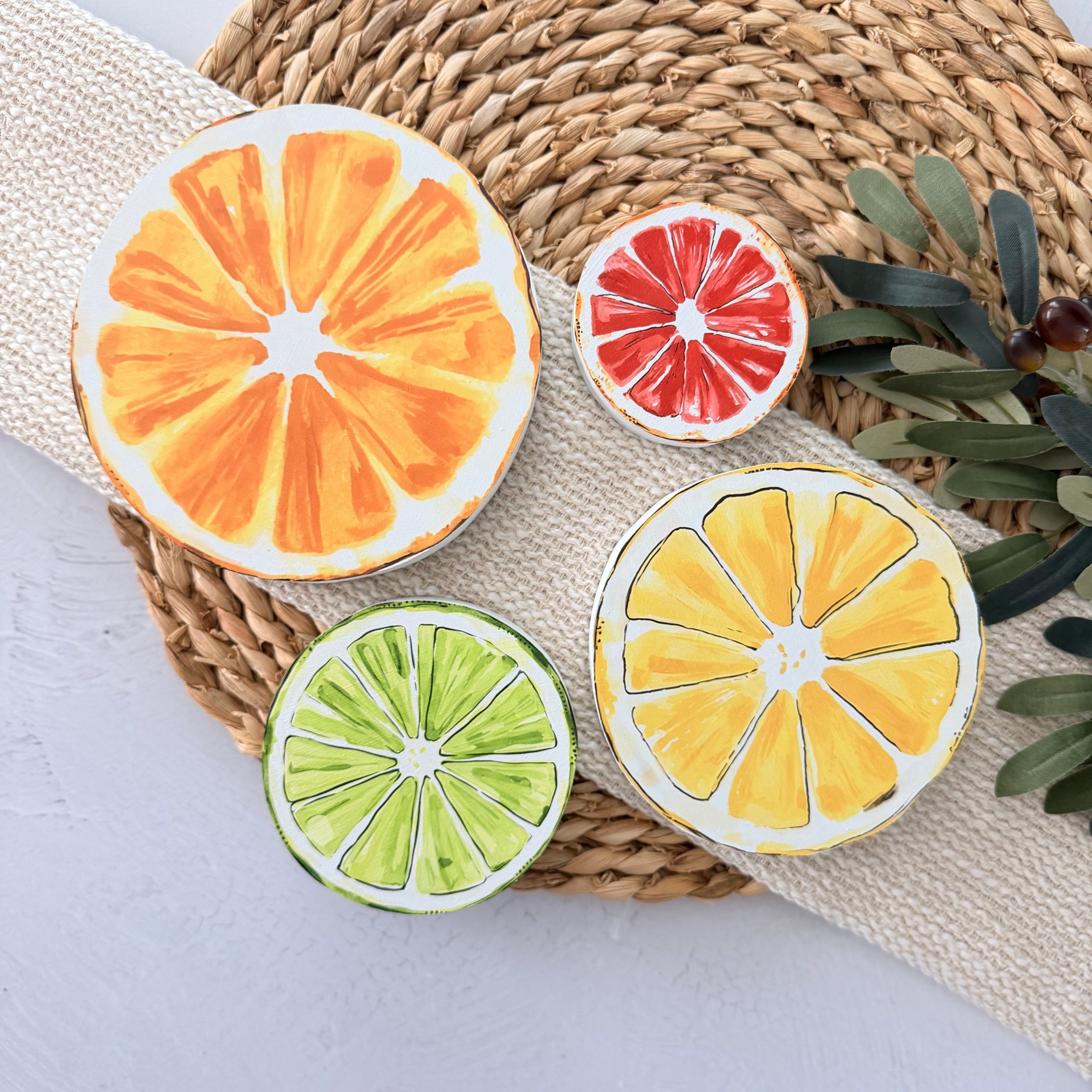 Summer Citrus Chunky Wood Shelf Sitter
