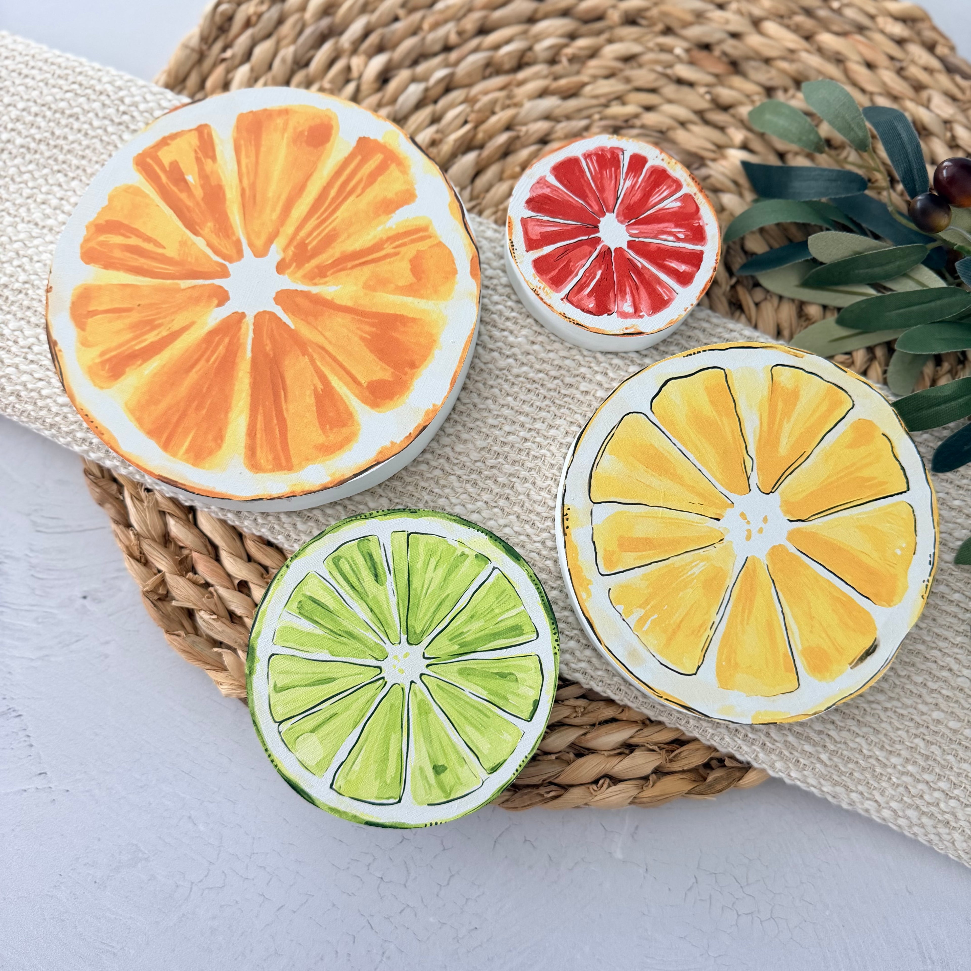 Summer Citrus Chunky Wood Shelf Sitter