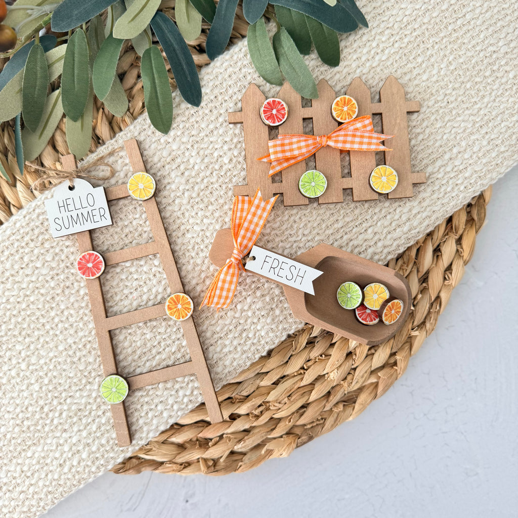 Citrus Themed Accent Tiered Tray Decor
