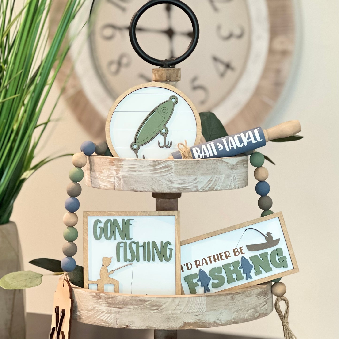Fishing Themed Tiered Tray Decor Bundle