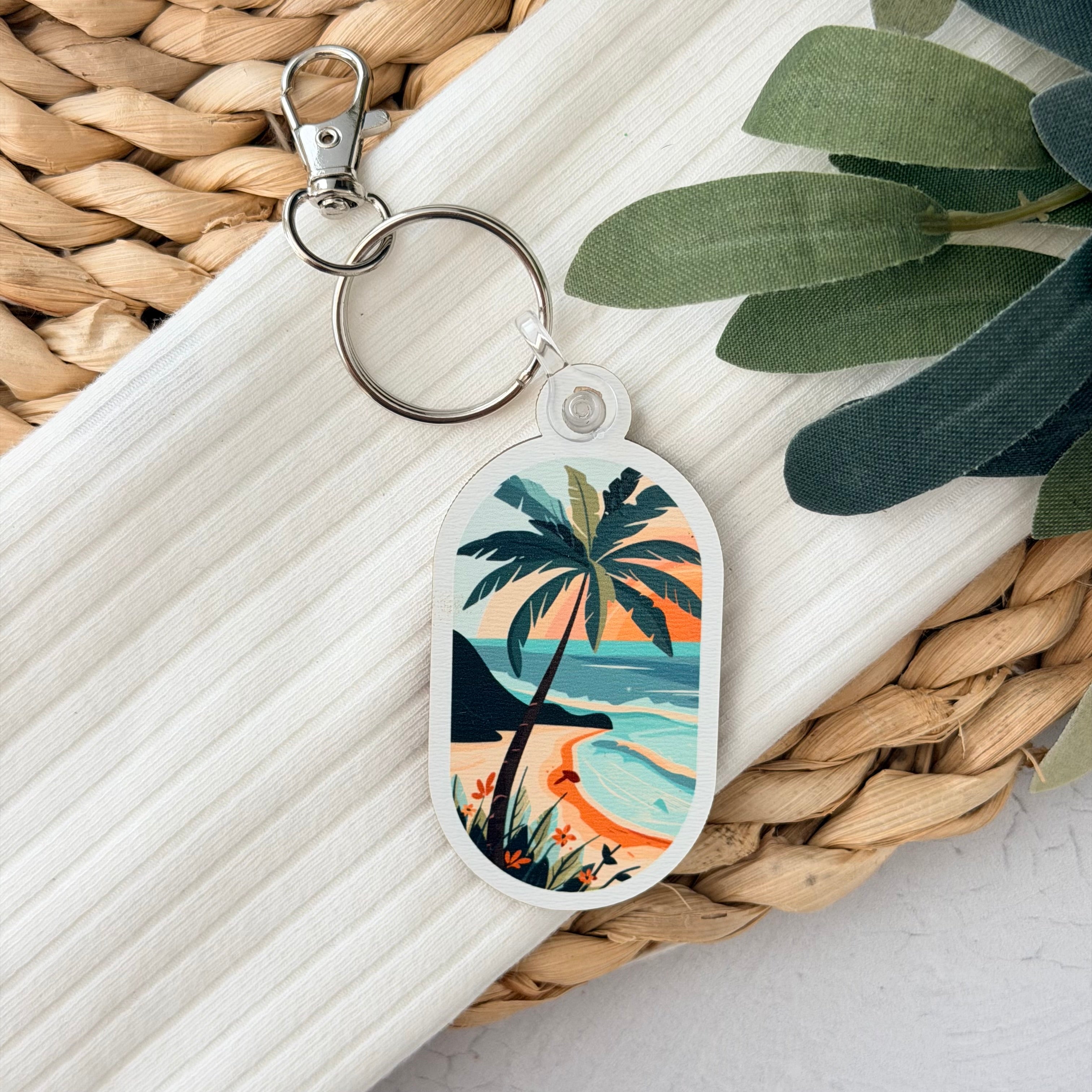 Tropical Palm Tree Keychain