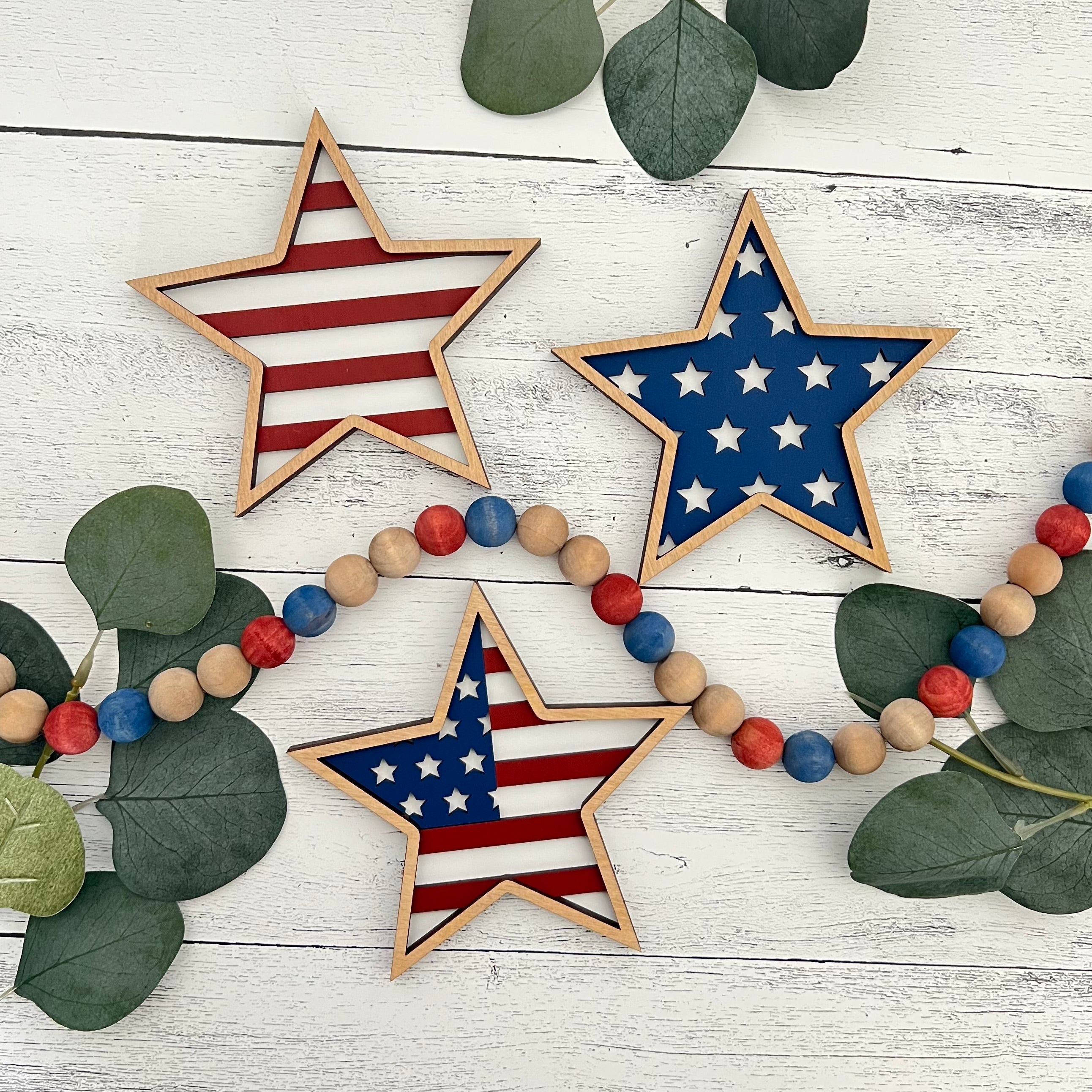 Patriotic Wooden Decorative Stars