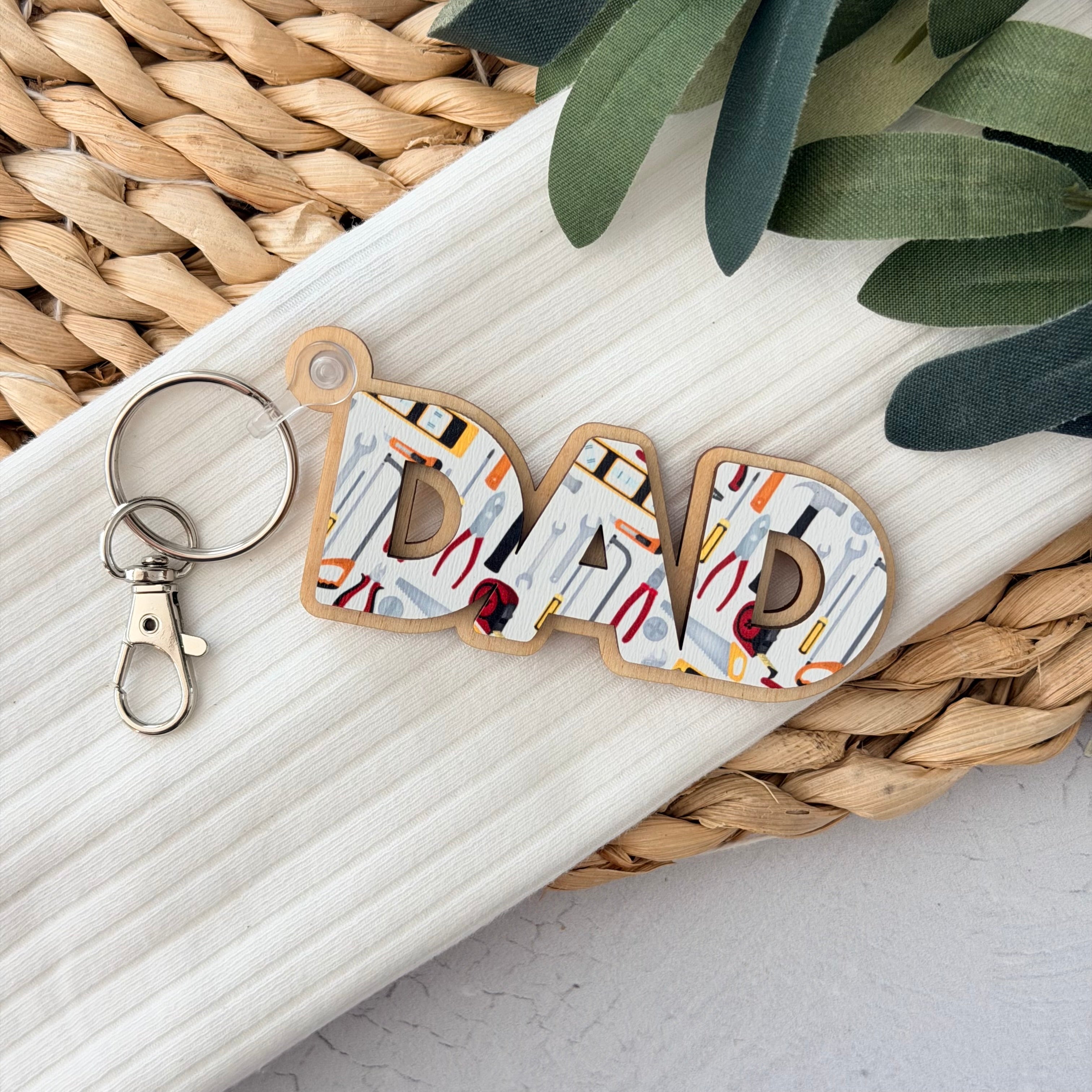 Dad Tools Pattern Keychain
