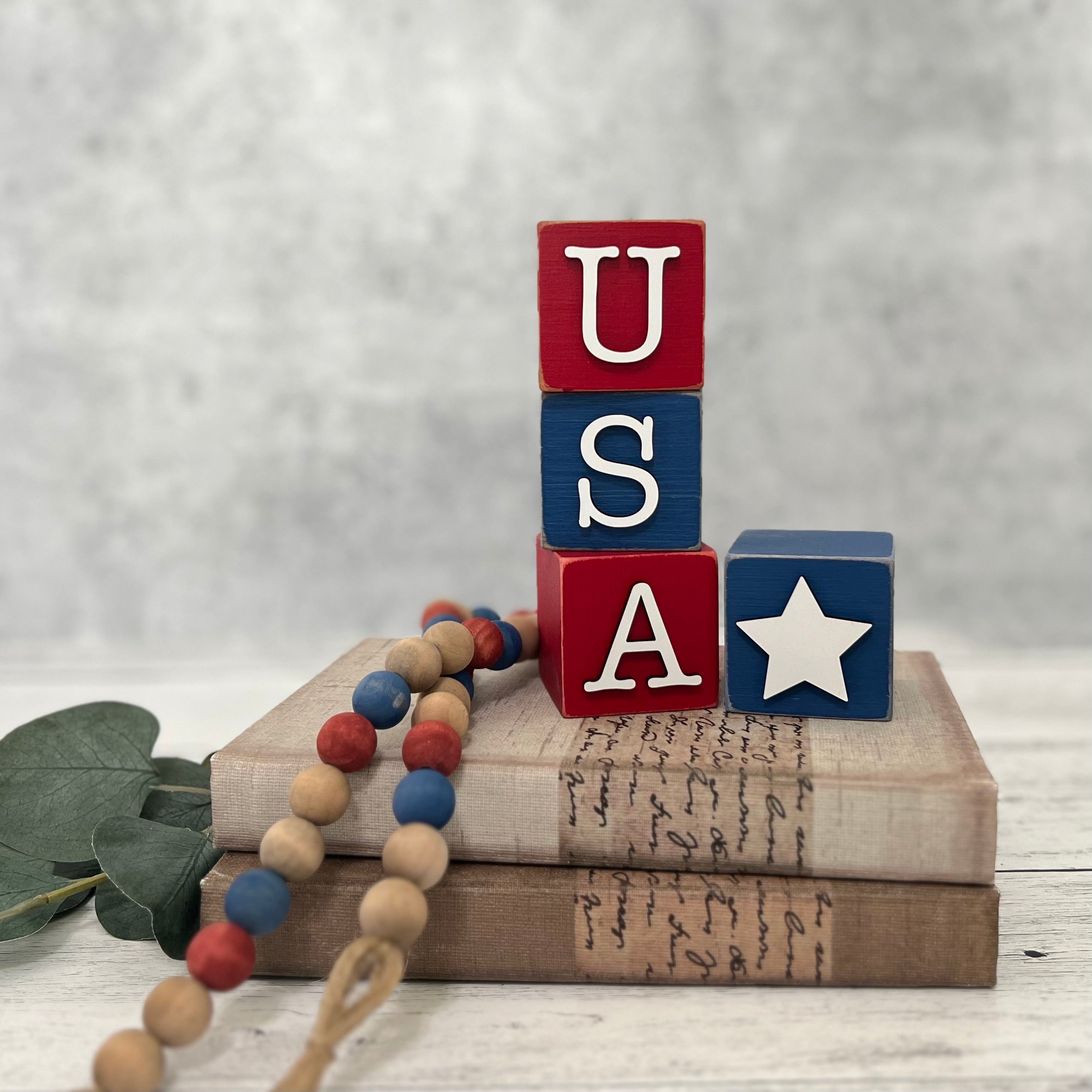 SET | Patriotic USA Wooden Blocks
