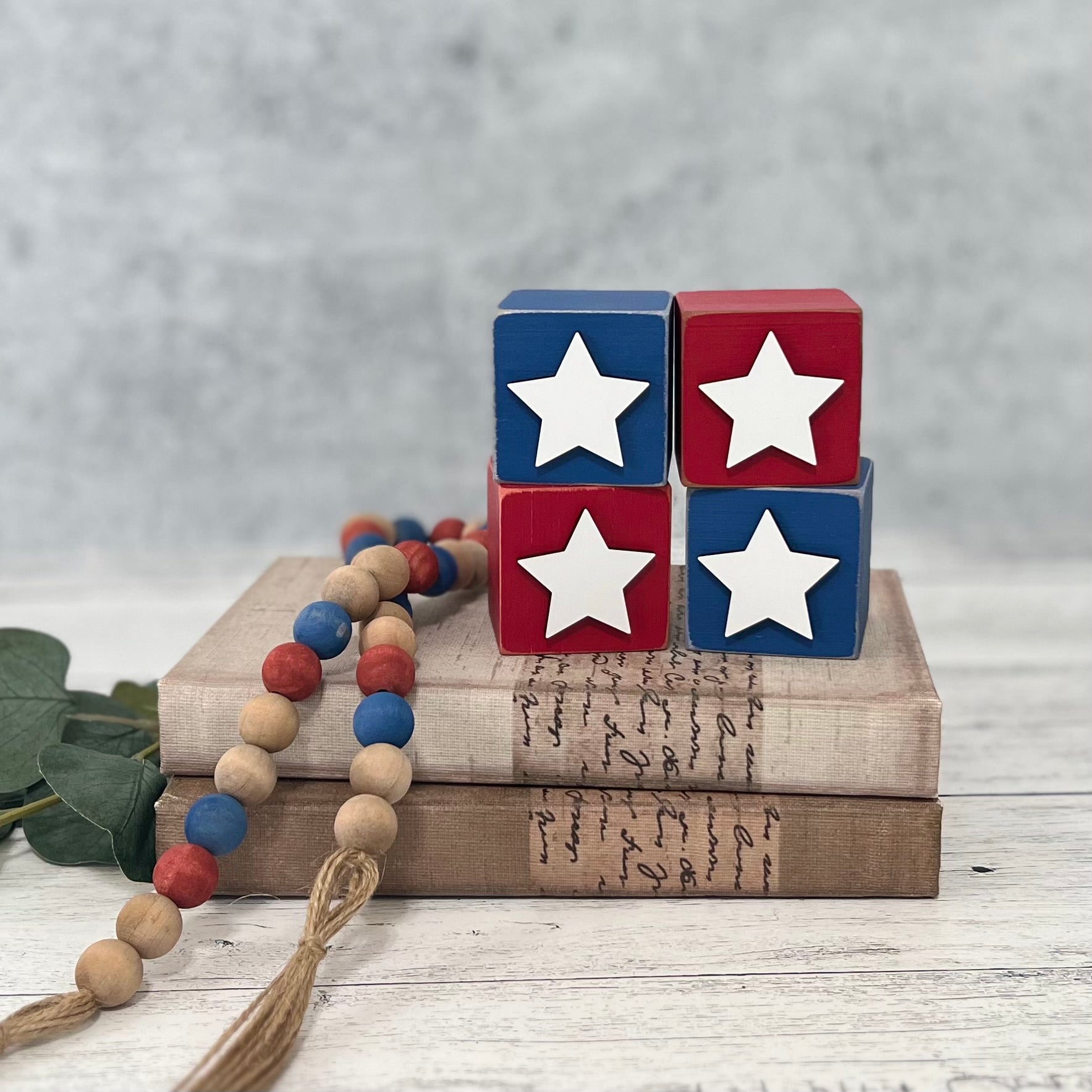 SET | Patriotic Stars Wooden Blocks