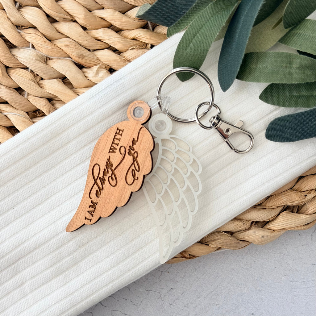 I Am Always With You Memorial Angel Wing Keychain