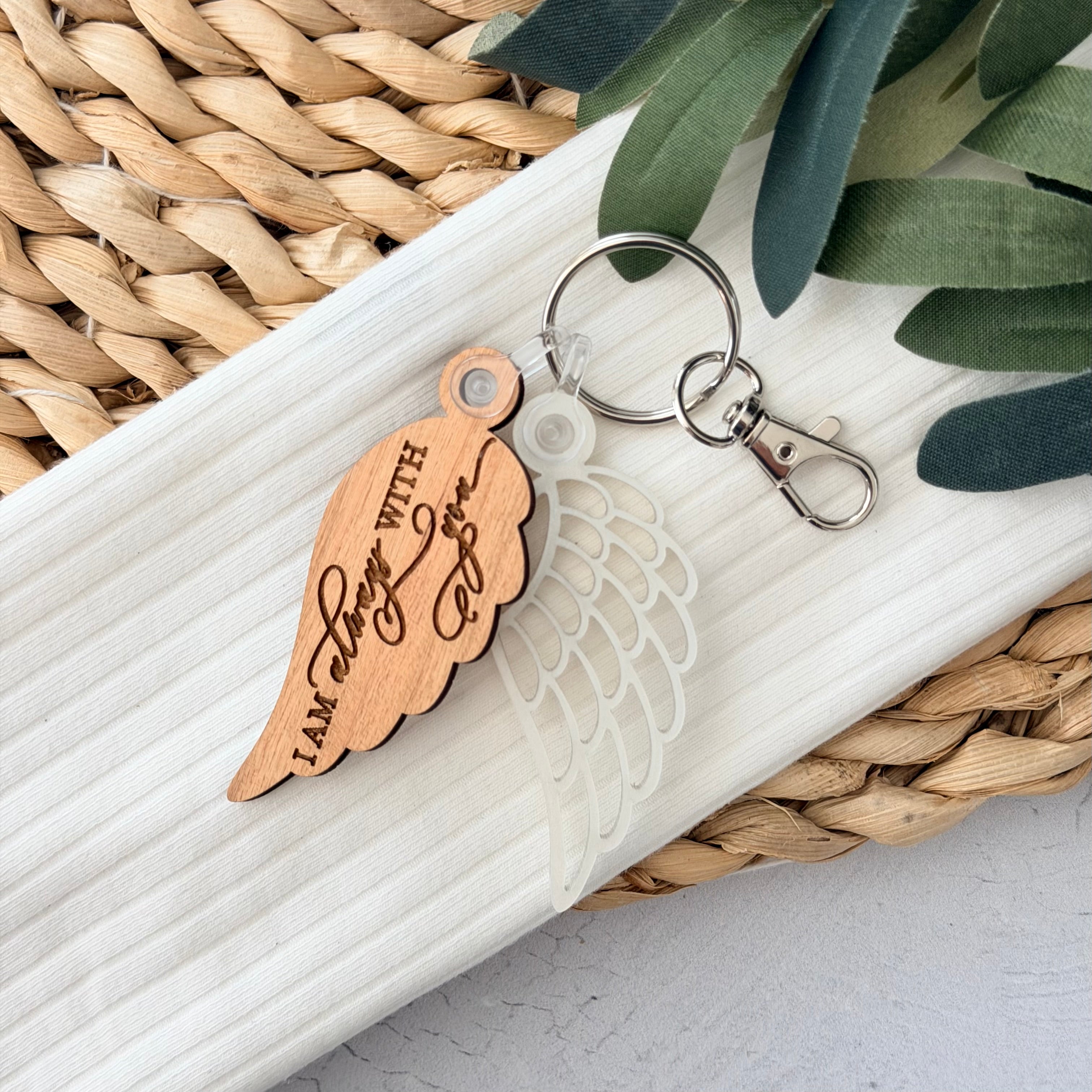 I Am Always With You Memorial Angel Wing Keychain