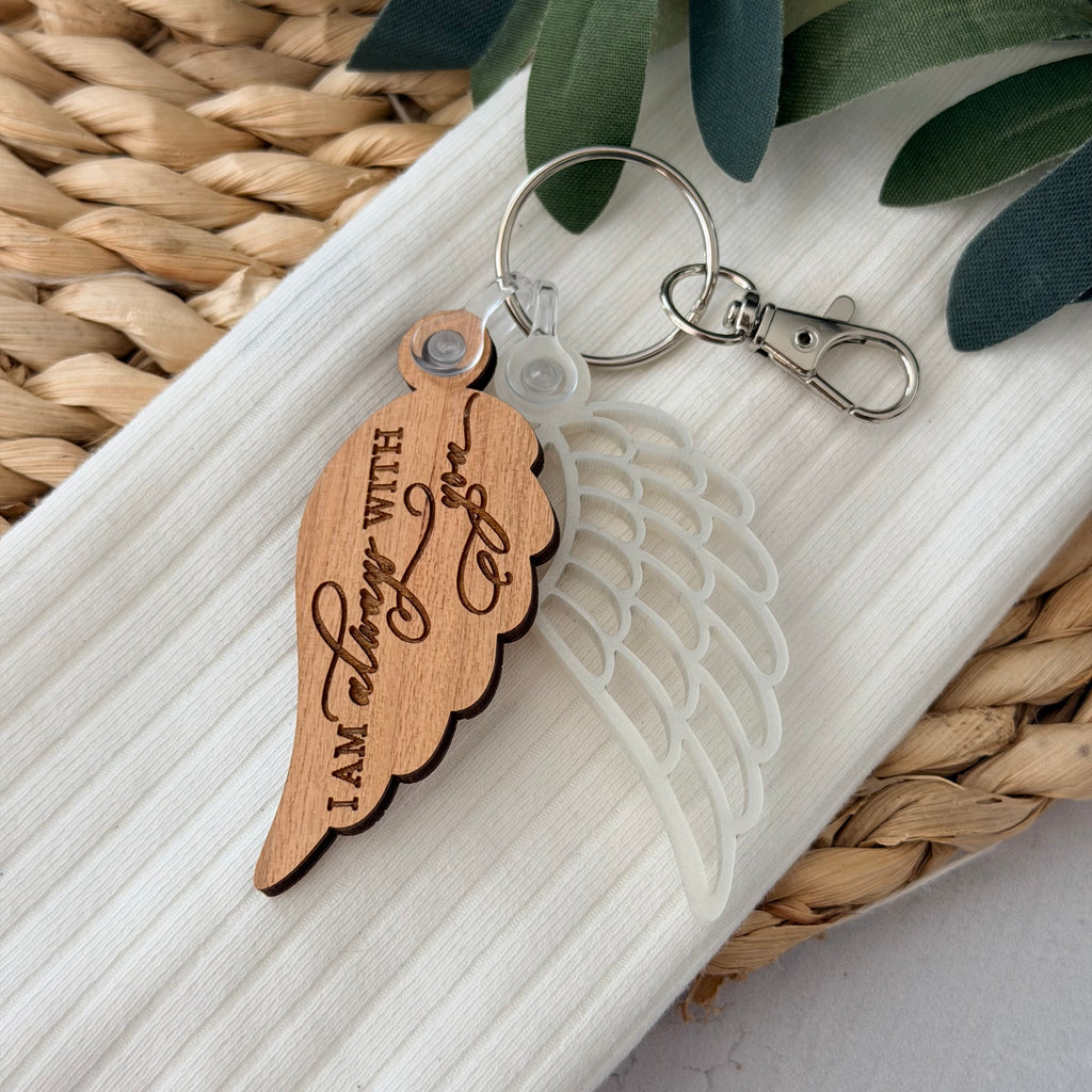 I Am Always With You Memorial Angel Wing Keychain