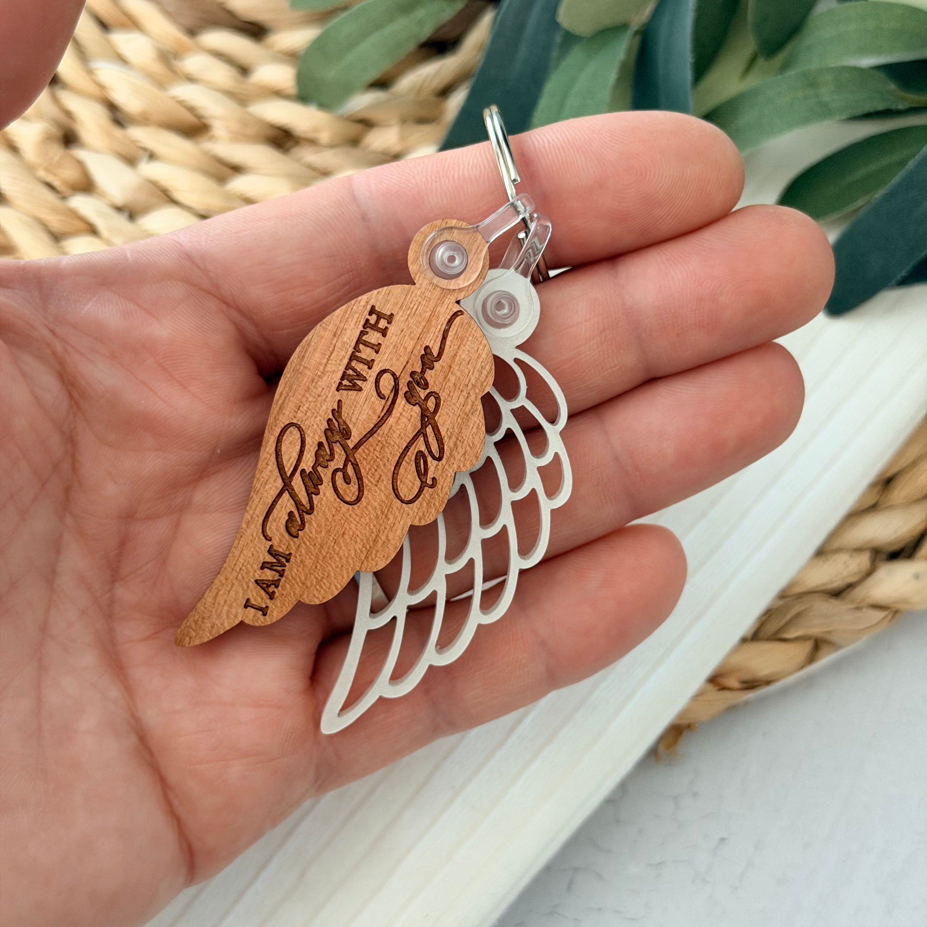 I Am Always With You Memorial Angel Wing Keychain