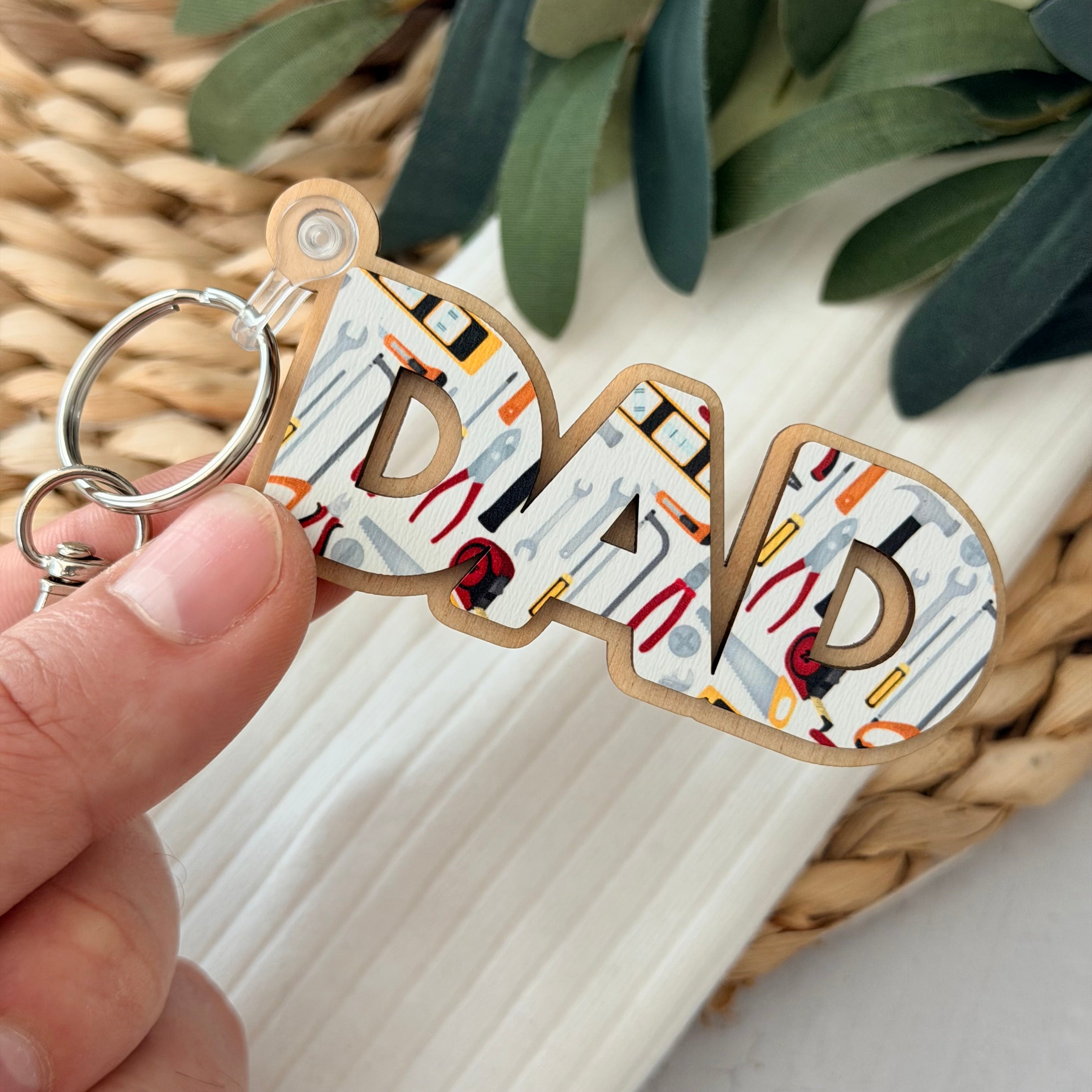 Dad Tools Pattern Keychain