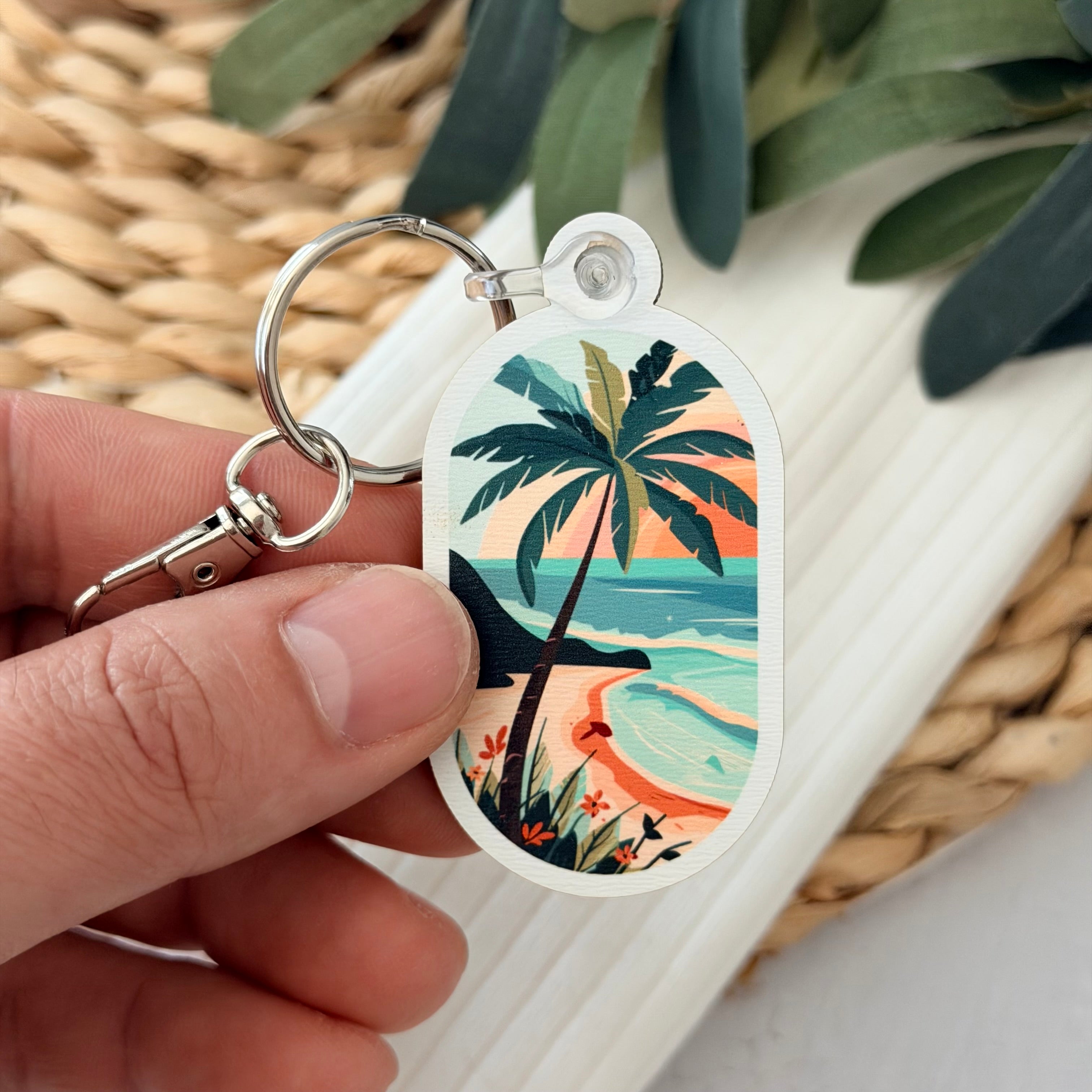 Tropical Palm Tree Keychain