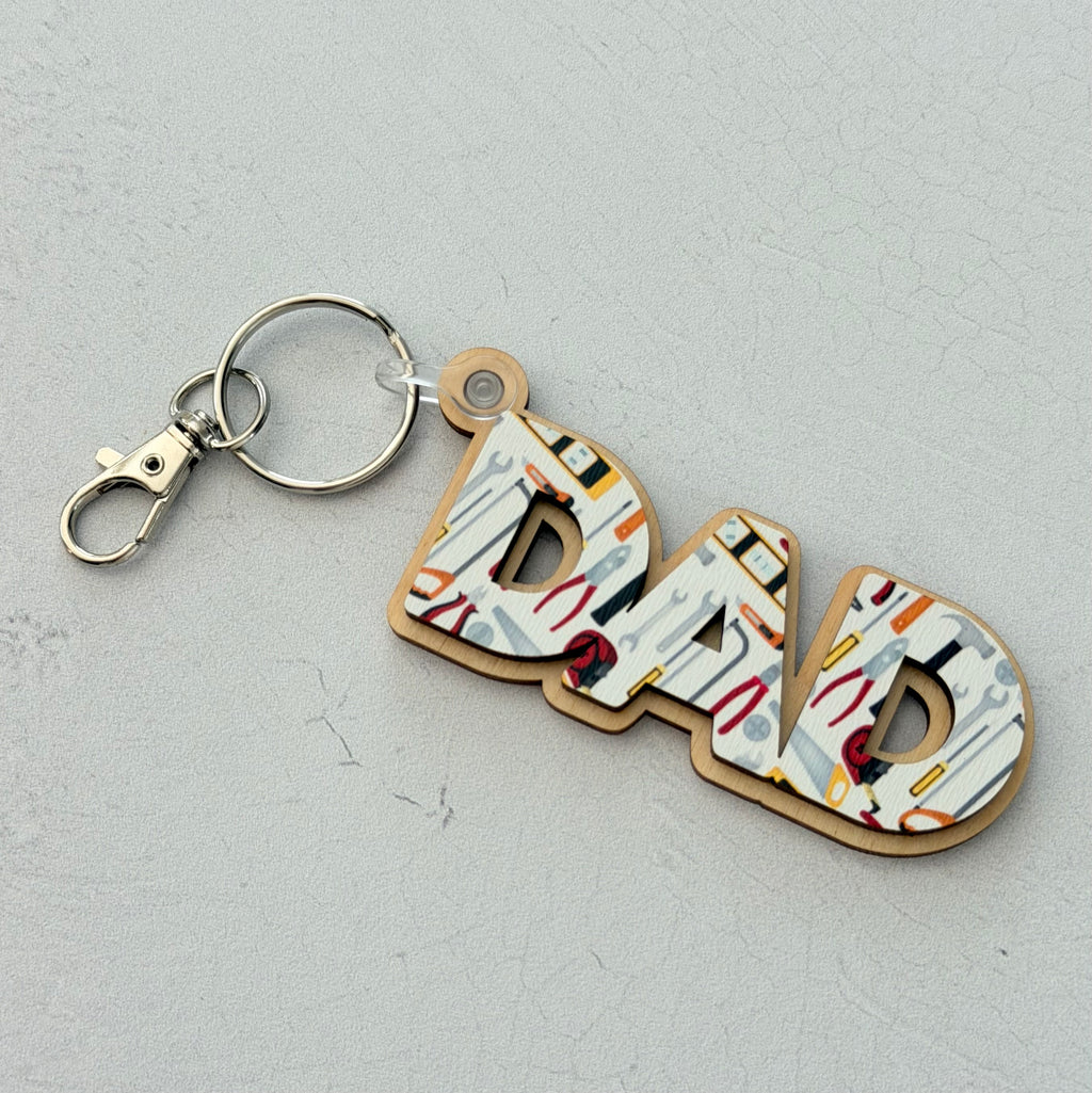 Dad Tools Pattern Keychain