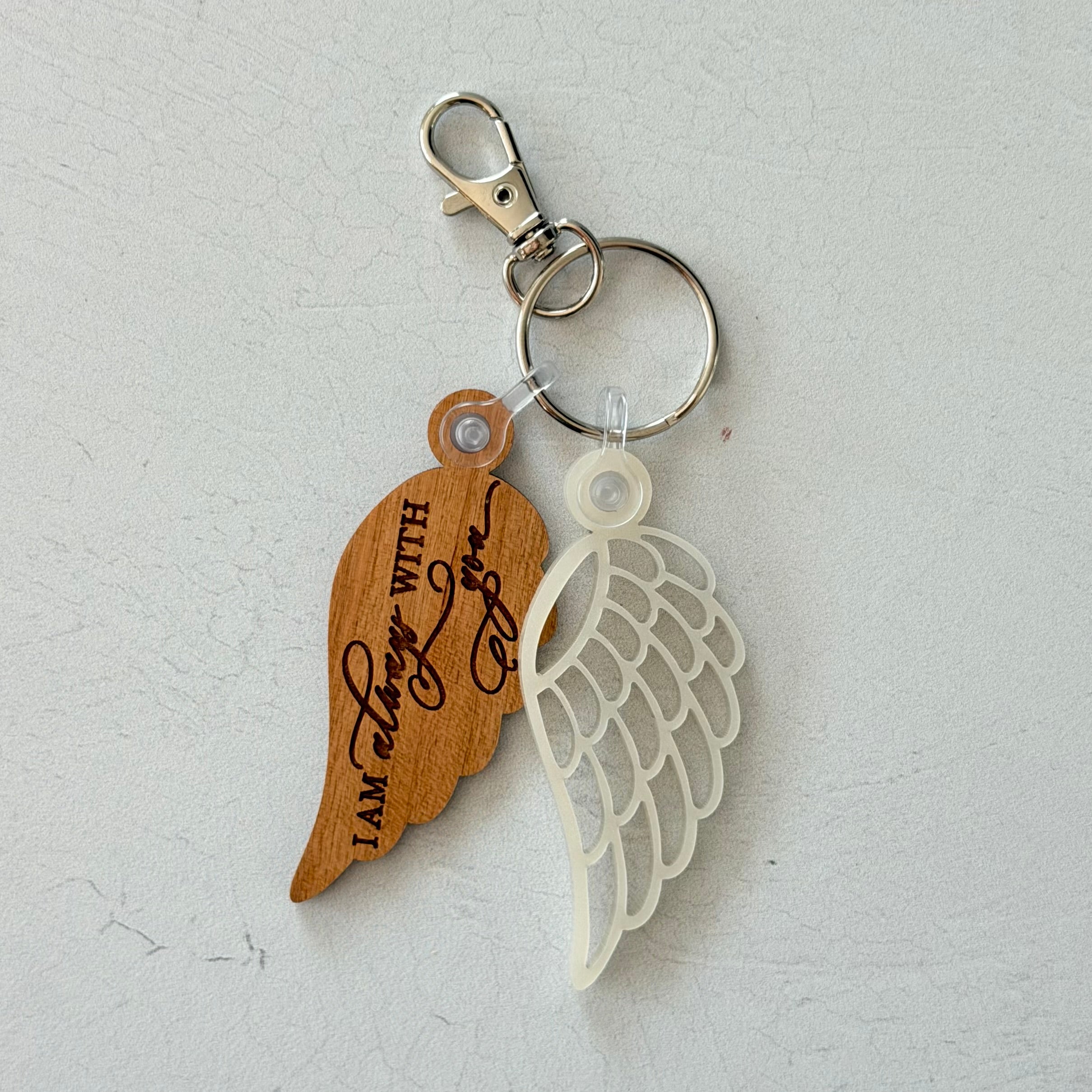 I Am Always With You Memorial Angel Wing Keychain