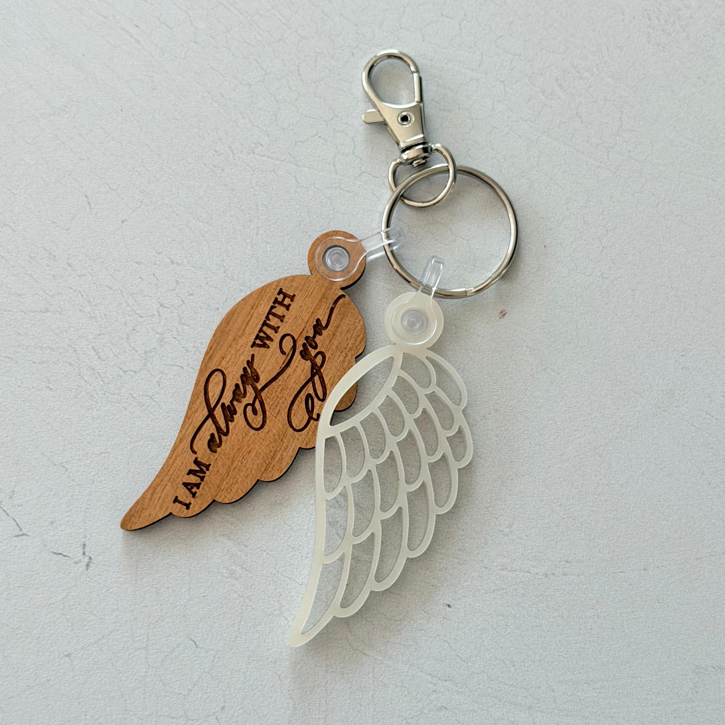 I Am Always With You Memorial Angel Wing Keychain