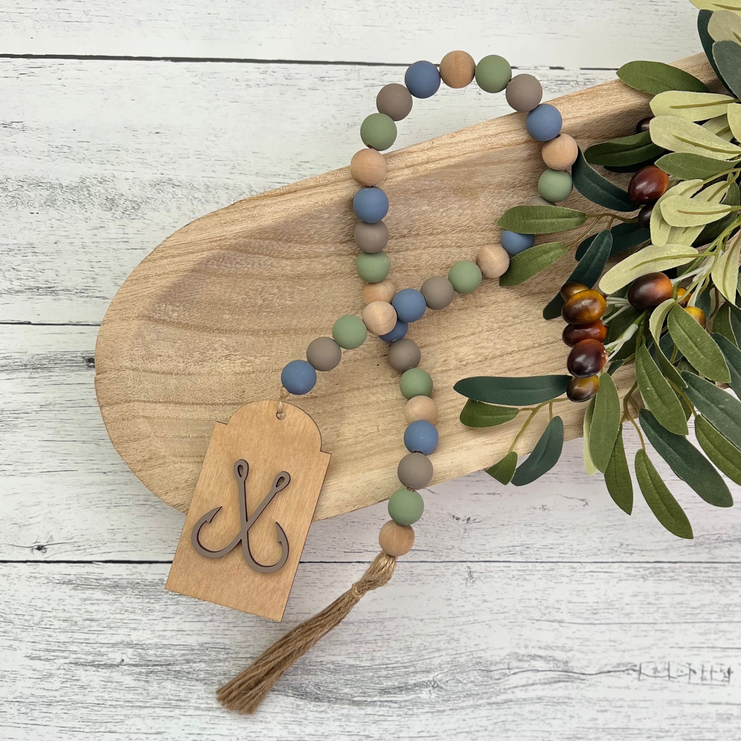 Fishing Themed Wooden Bead Garland