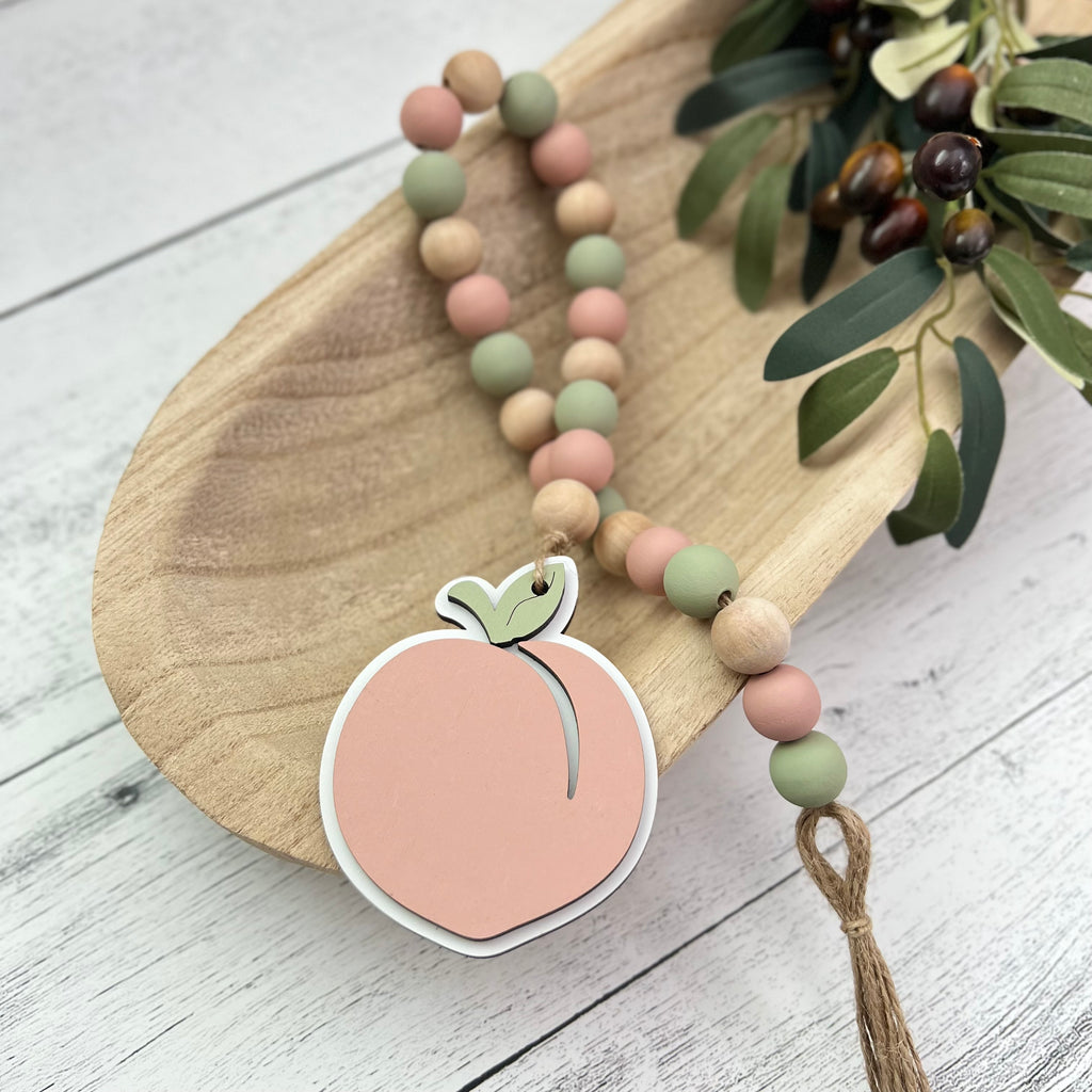 Peach Themed Wooden Bead Garland