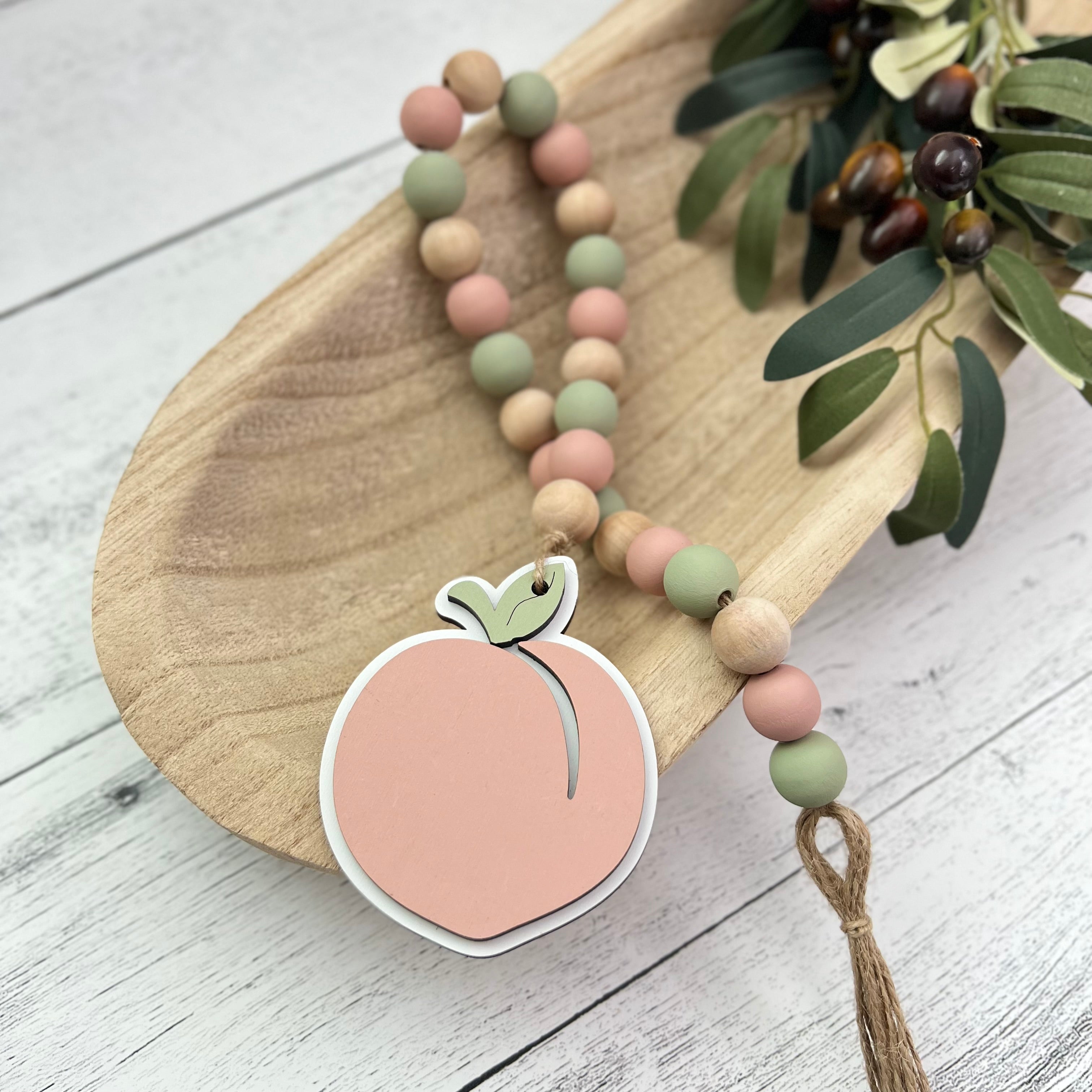 Peach Themed Wooden Bead Garland
