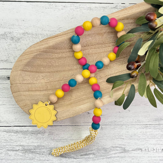 Summer Themed Wooden Bead Garland