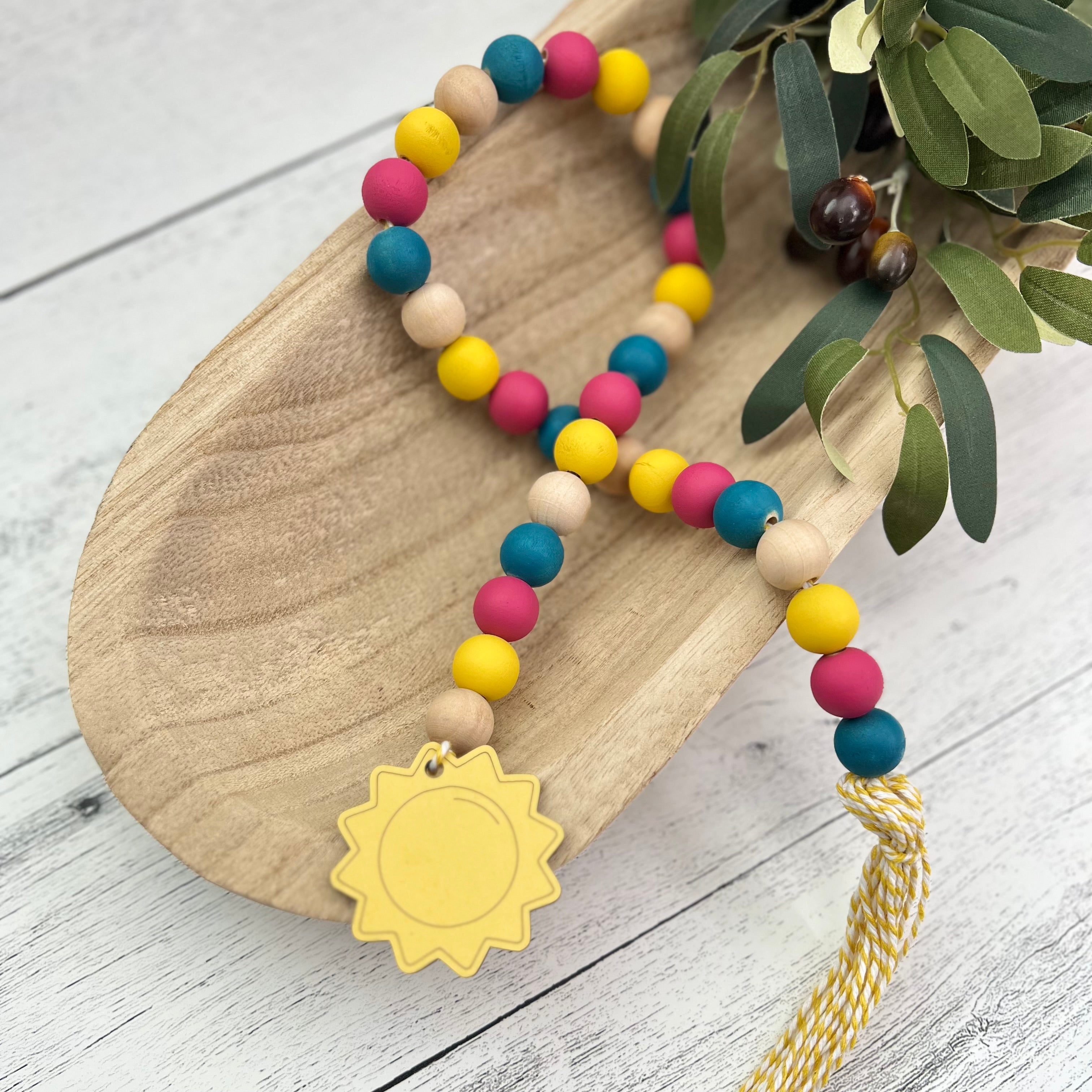 Summer Themed Wooden Bead Garland