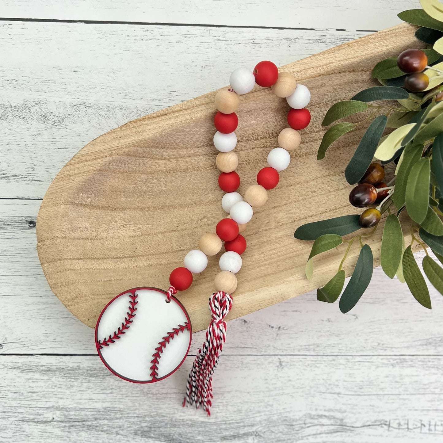 Baseball Wooden Bead Garland