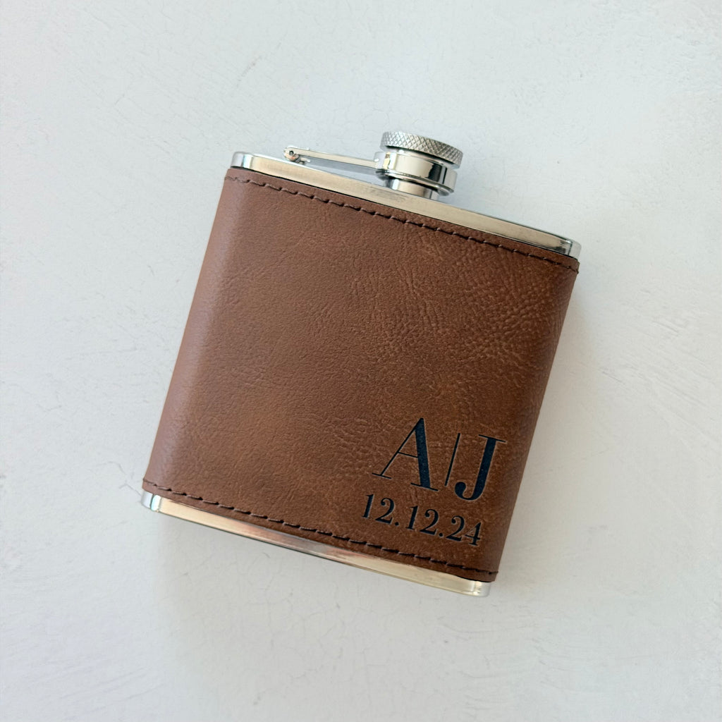 Personalized Engraved Initial Flask