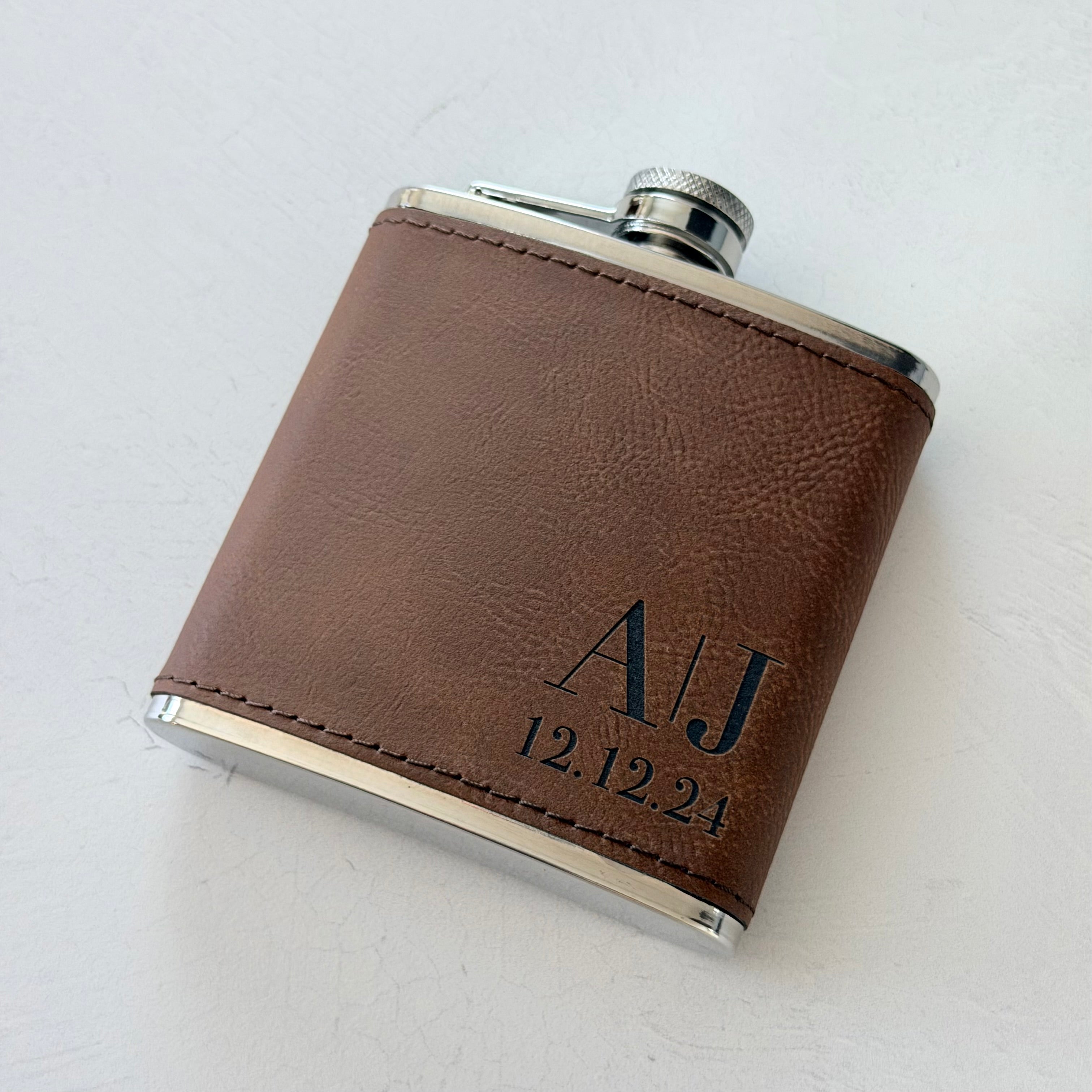 Personalized Engraved Initial Flask