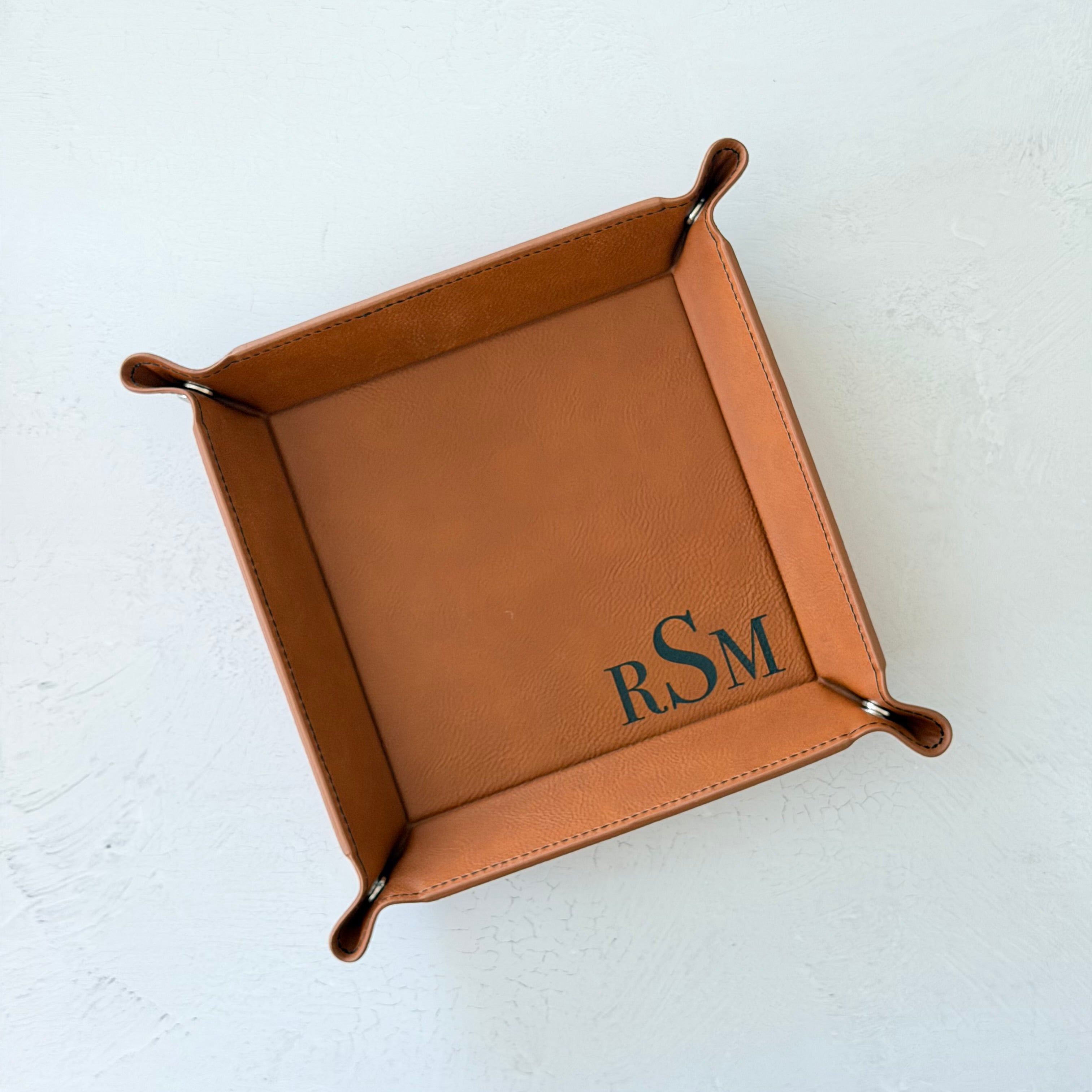 Personalized Leather Catchall Tray