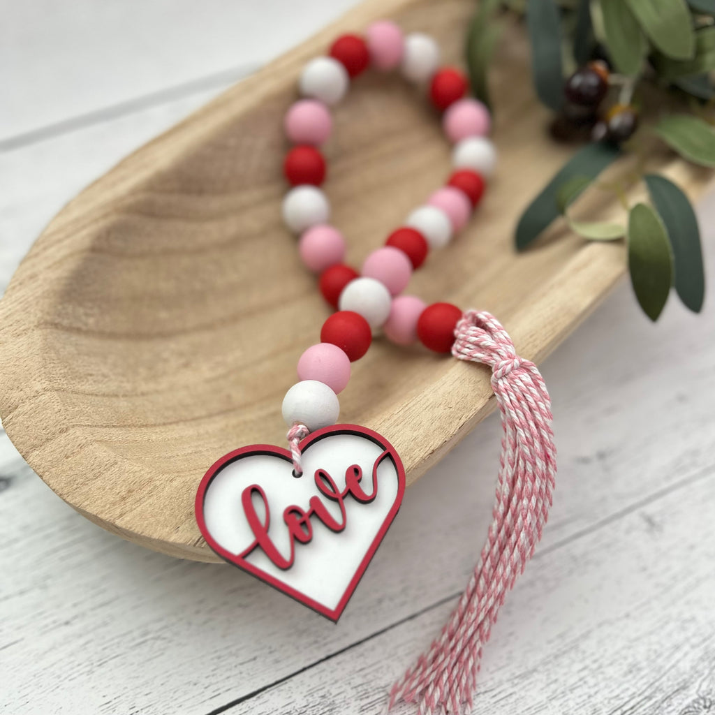 Valentine's Day Wooden Bead Garland
