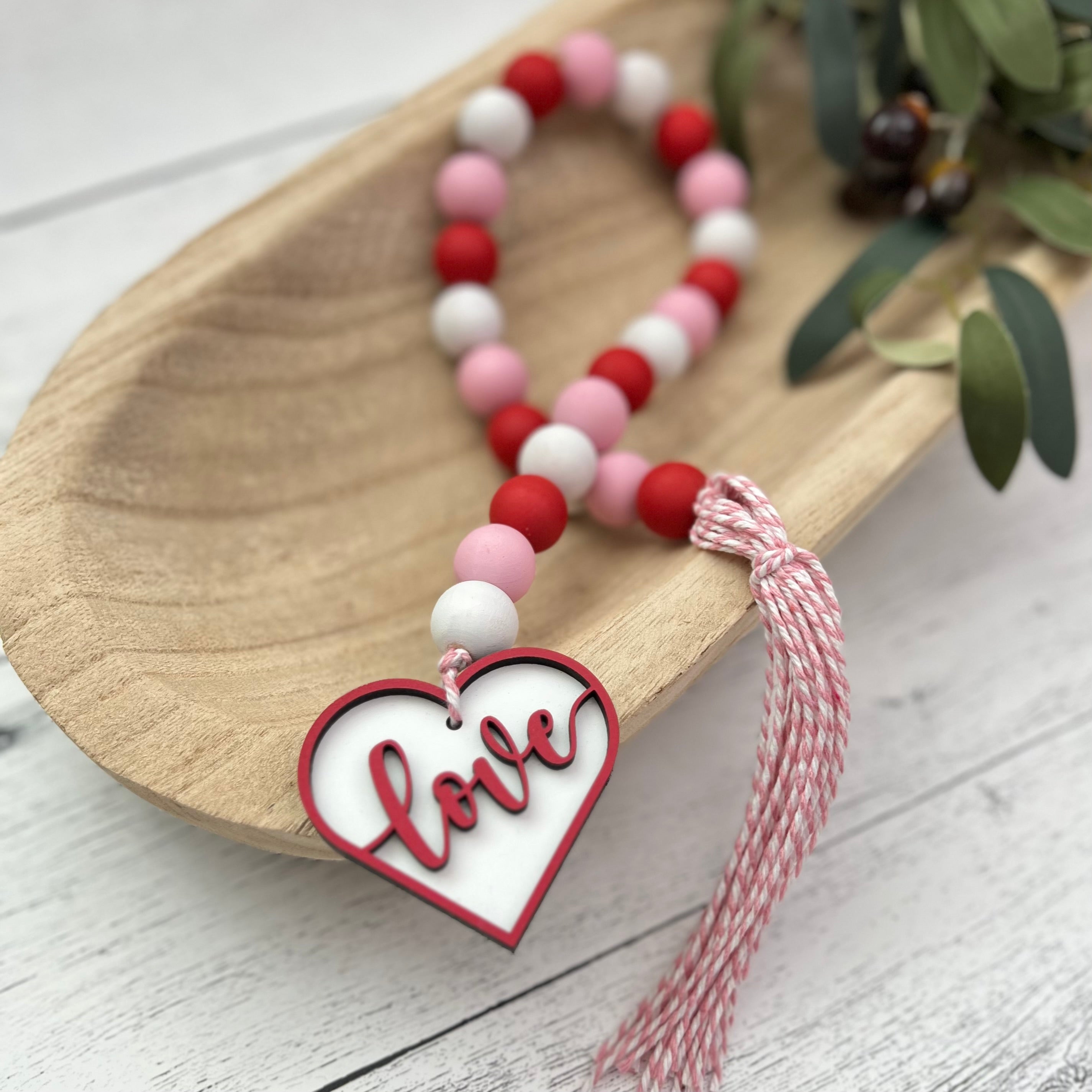 Valentine's Day Wooden Bead Garland