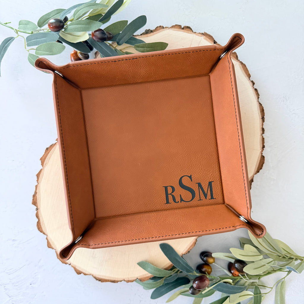 Personalized Leather Catchall Tray