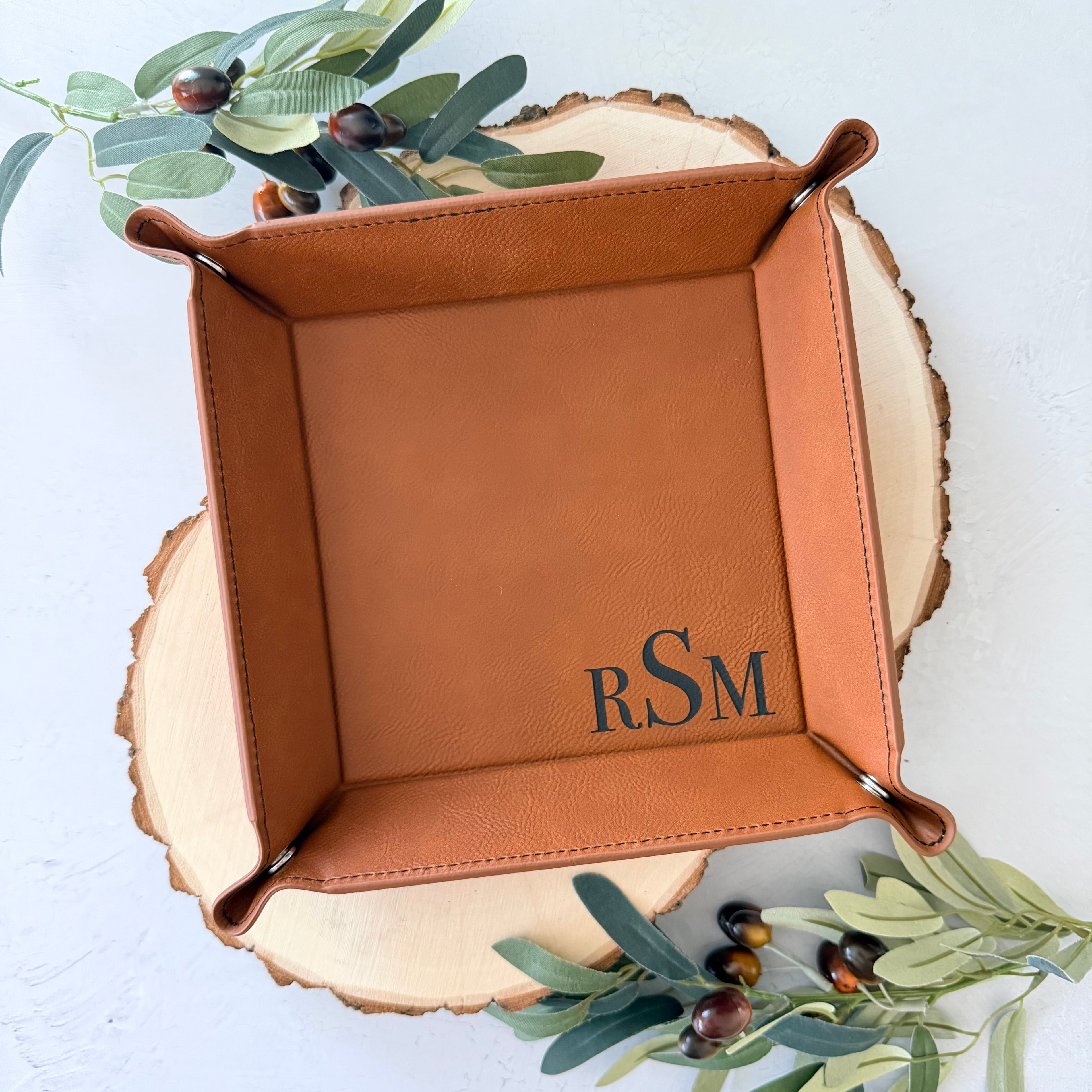 Personalized Leather Catchall Tray