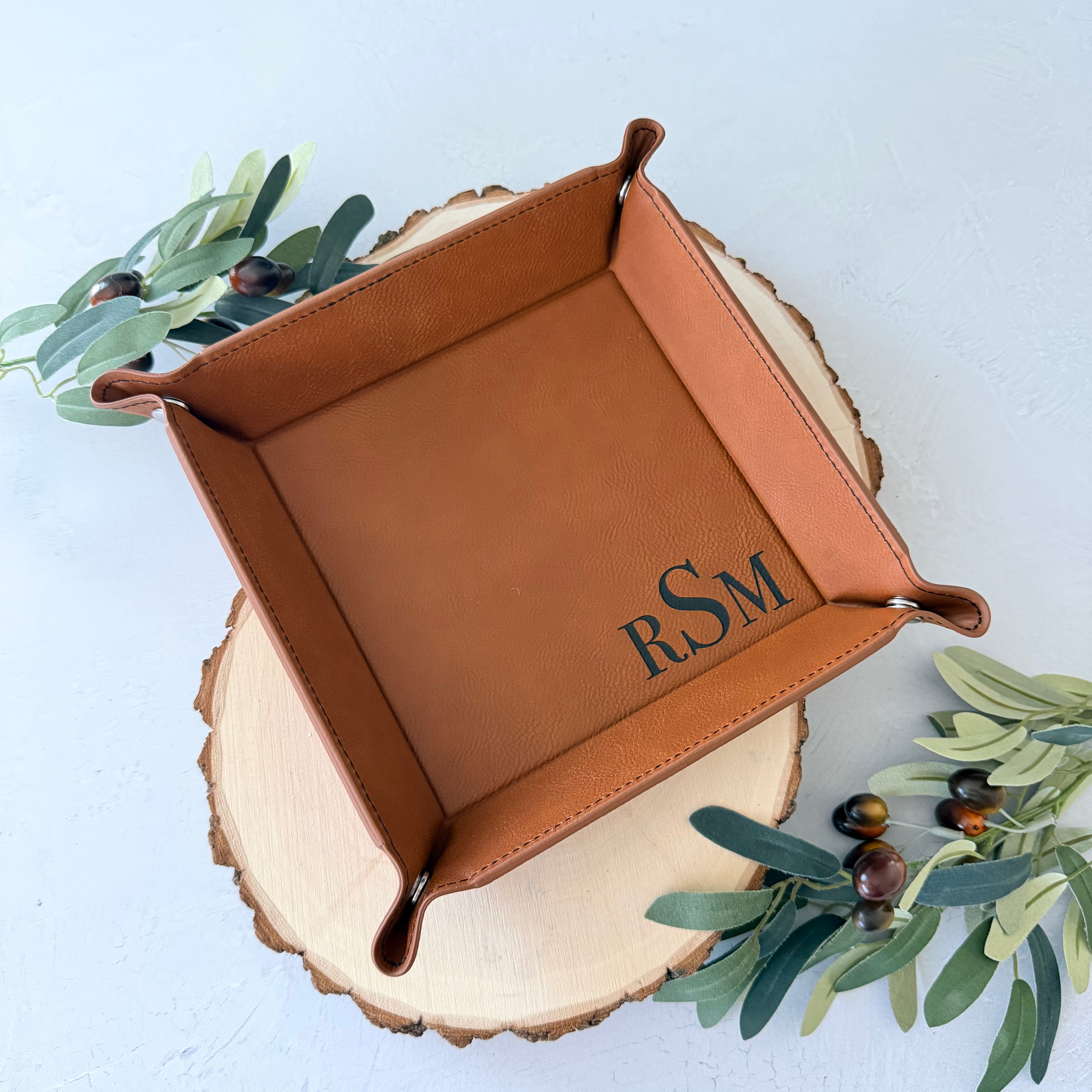 Personalized Leather Catchall Tray