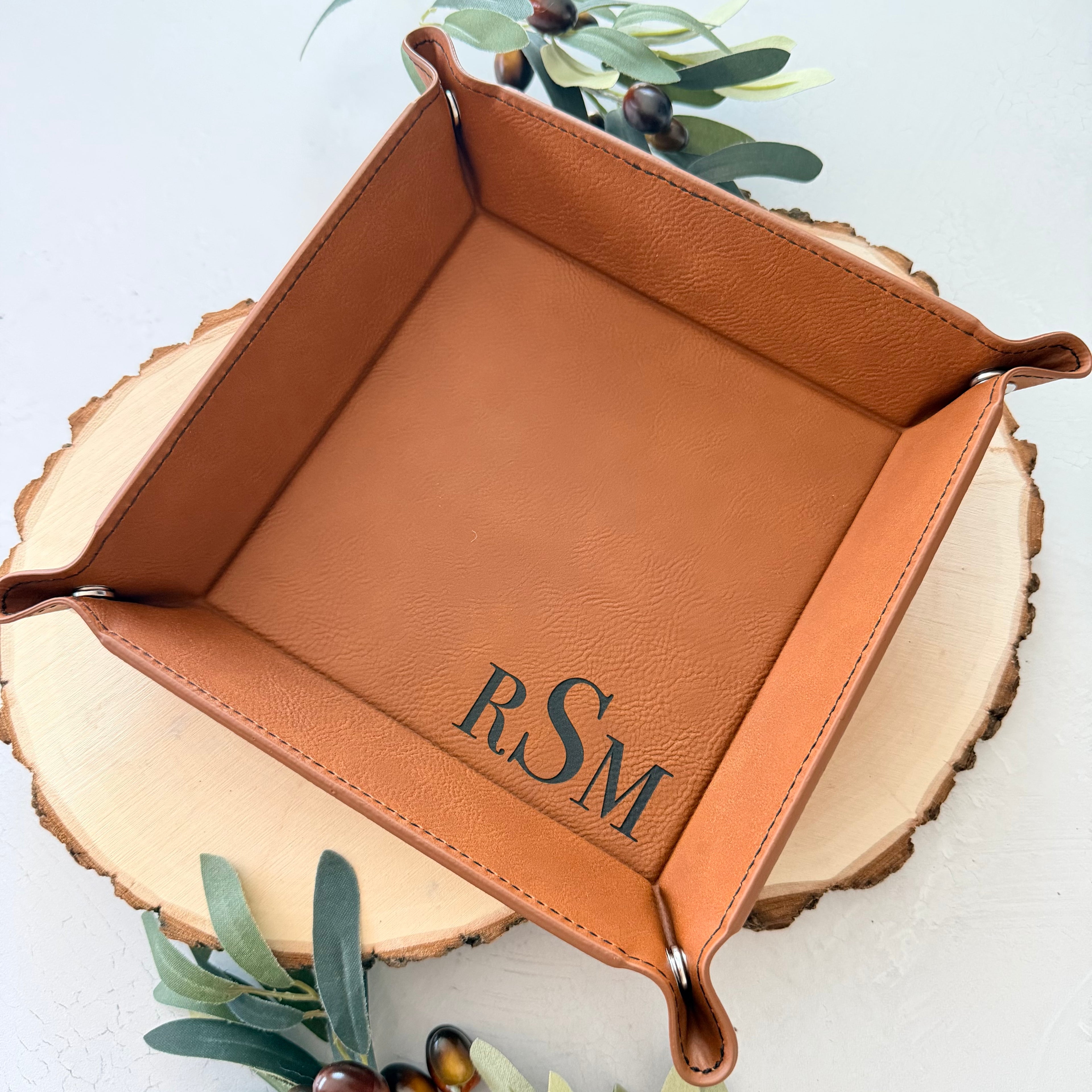 Personalized Leather Catchall Tray