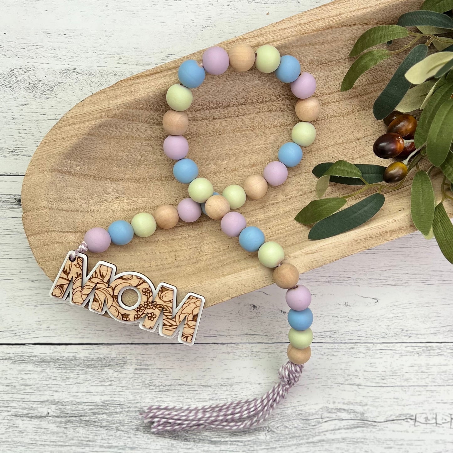 Mother's Day Themed Wooden Bead Garland