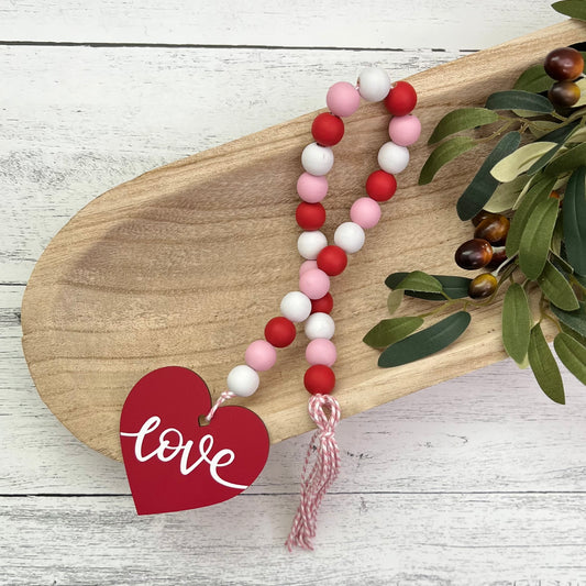 Valentine's Day Themed Wooden Bead Garland