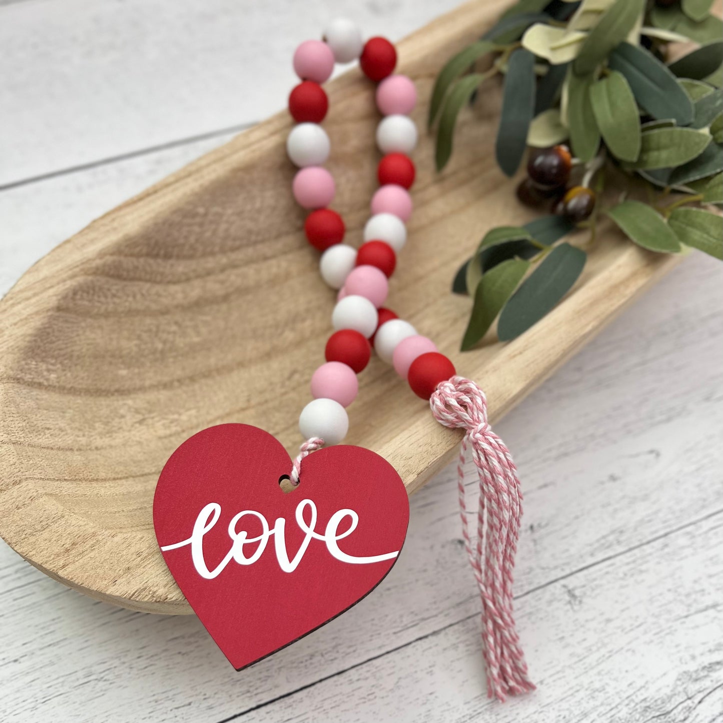 Valentine's Day Themed Wooden Bead Garland