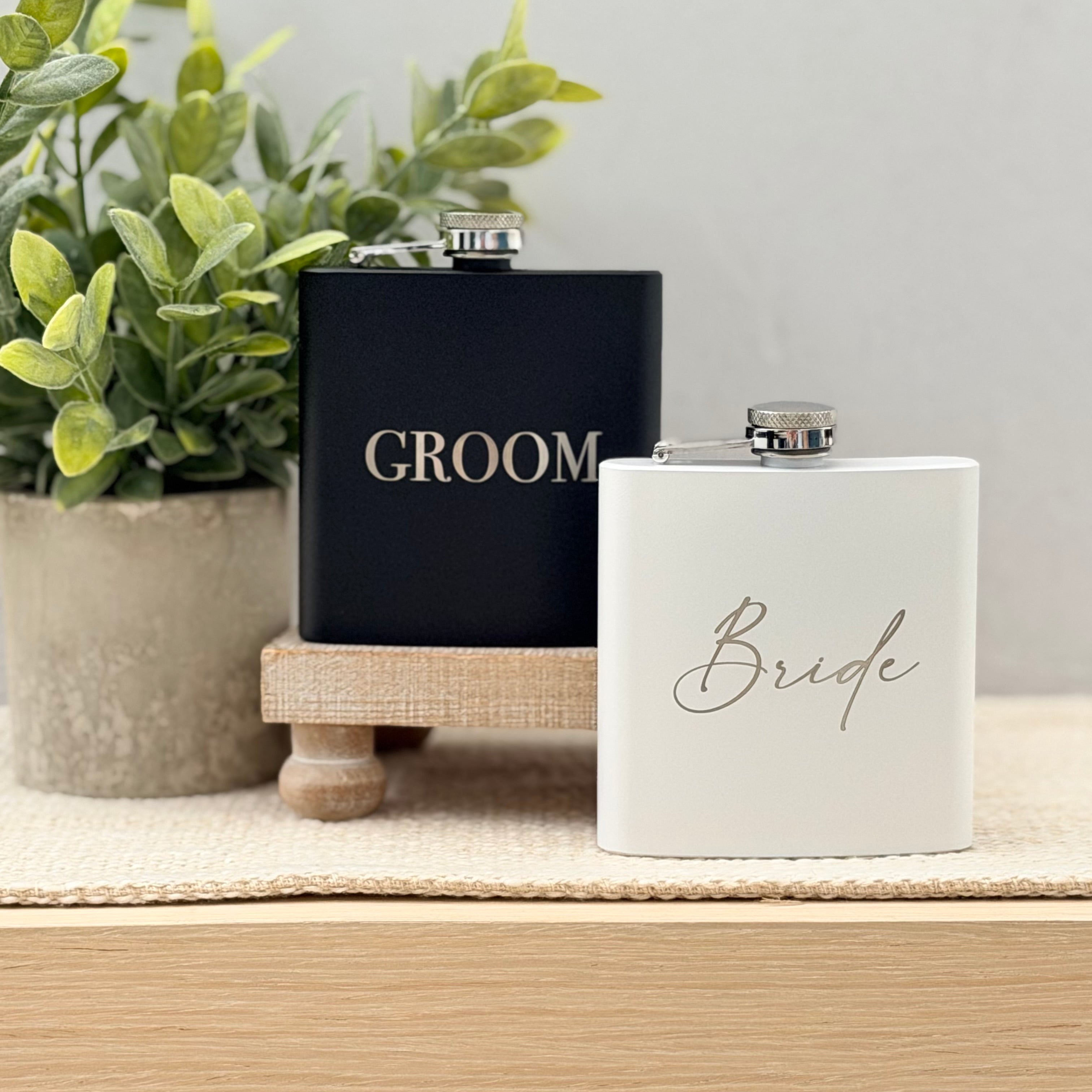Bride and Groom Flask Set