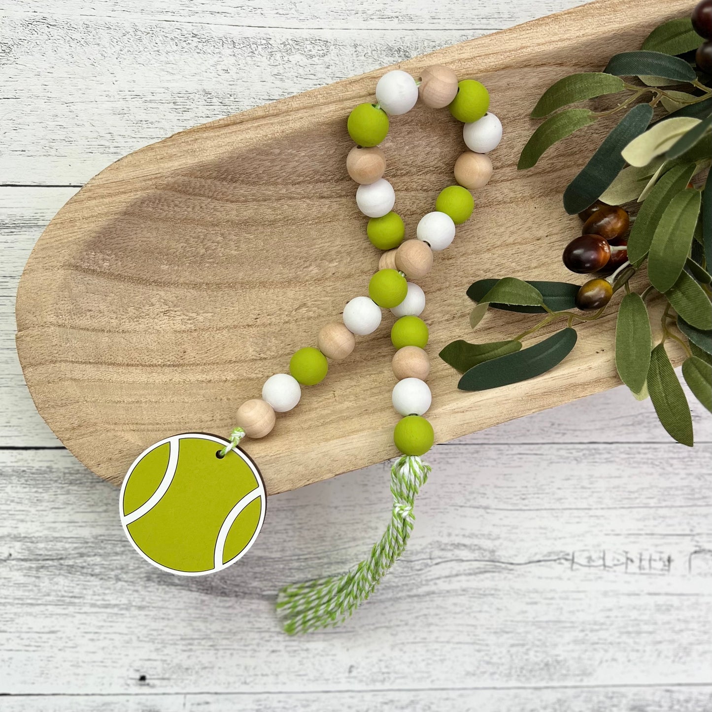 Tennis Themed Wooden Bead Garland