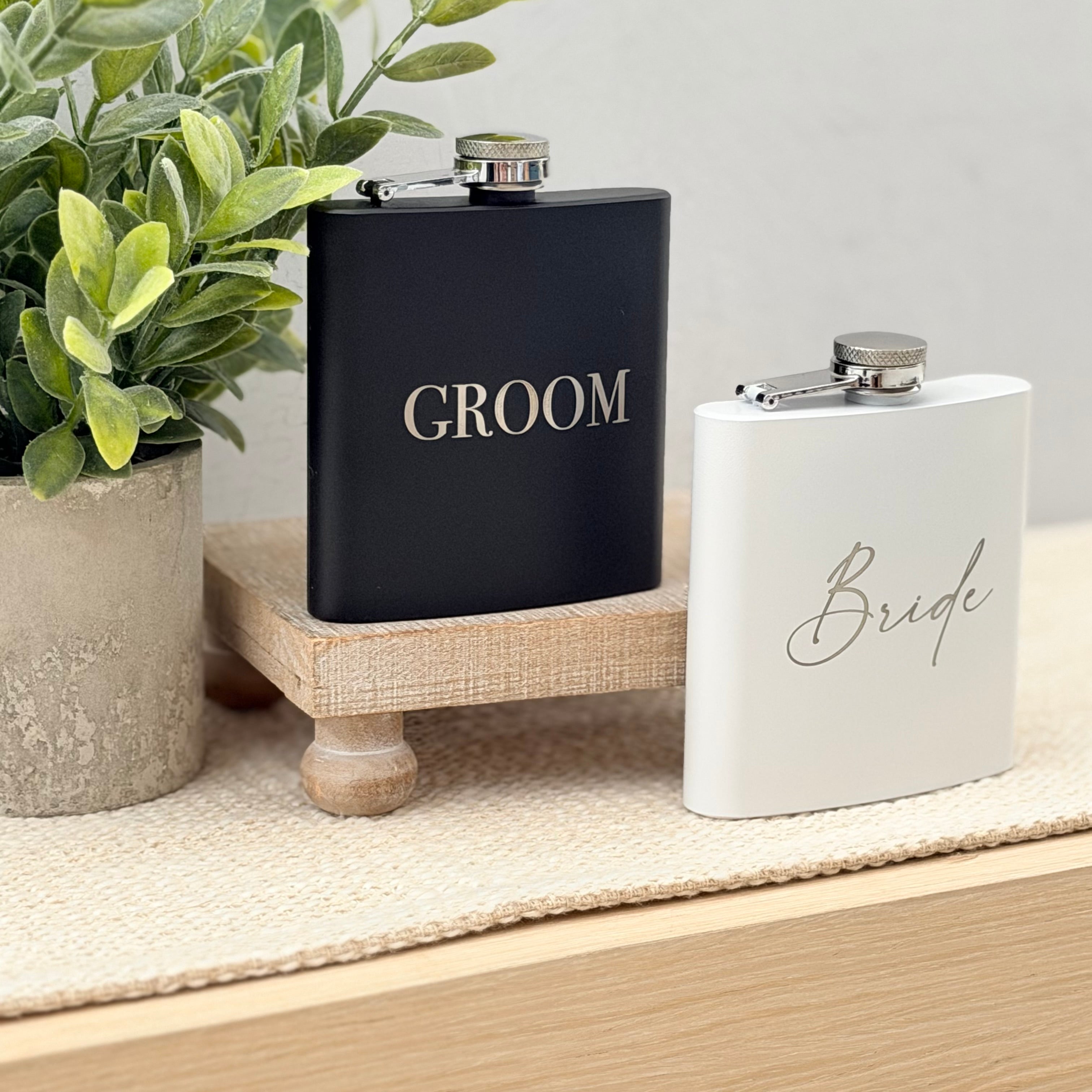 Bride and Groom Flask Set