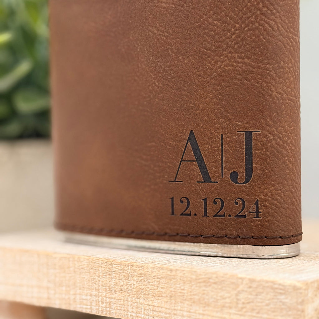 Personalized Engraved Initial Flask