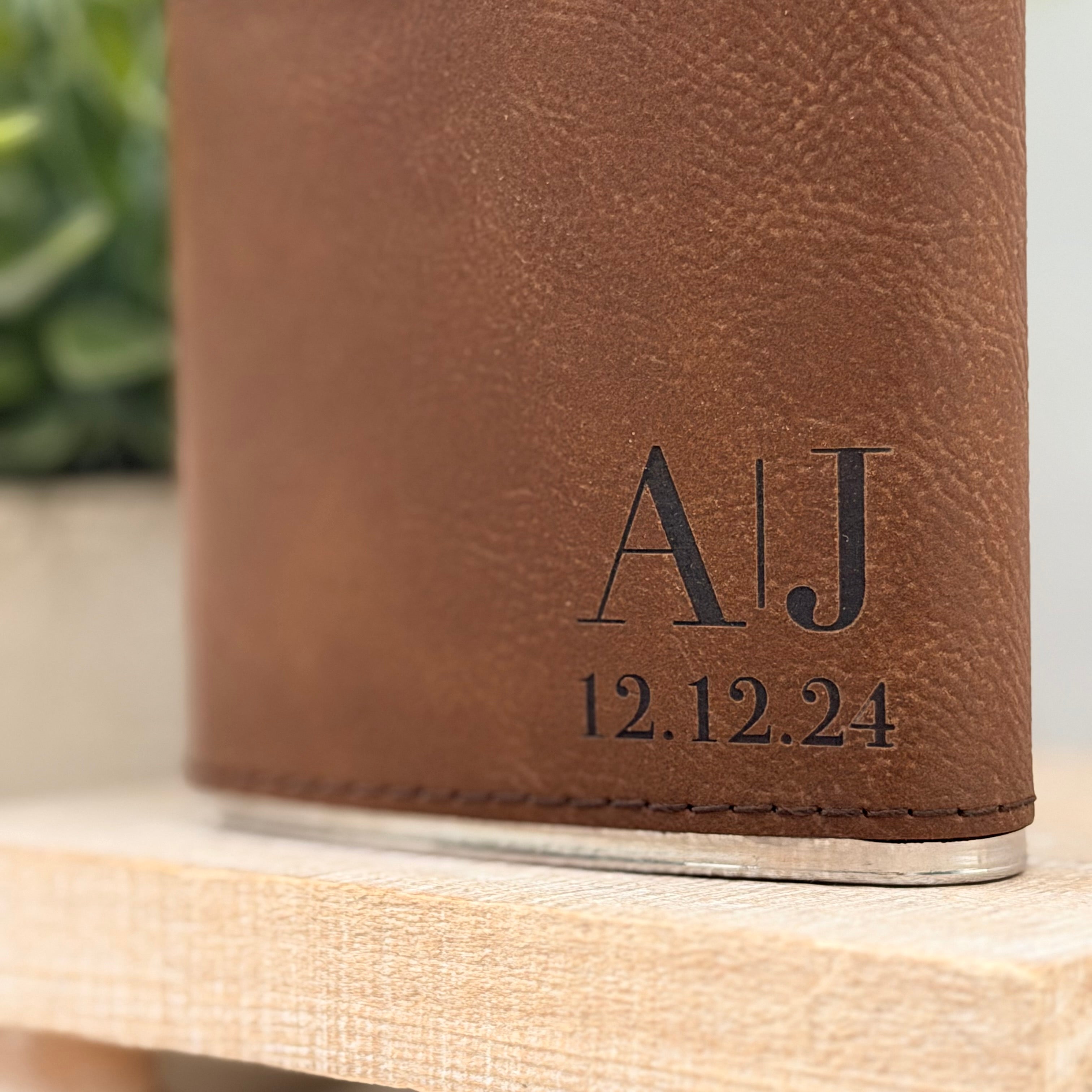 Personalized Engraved Initial Flask