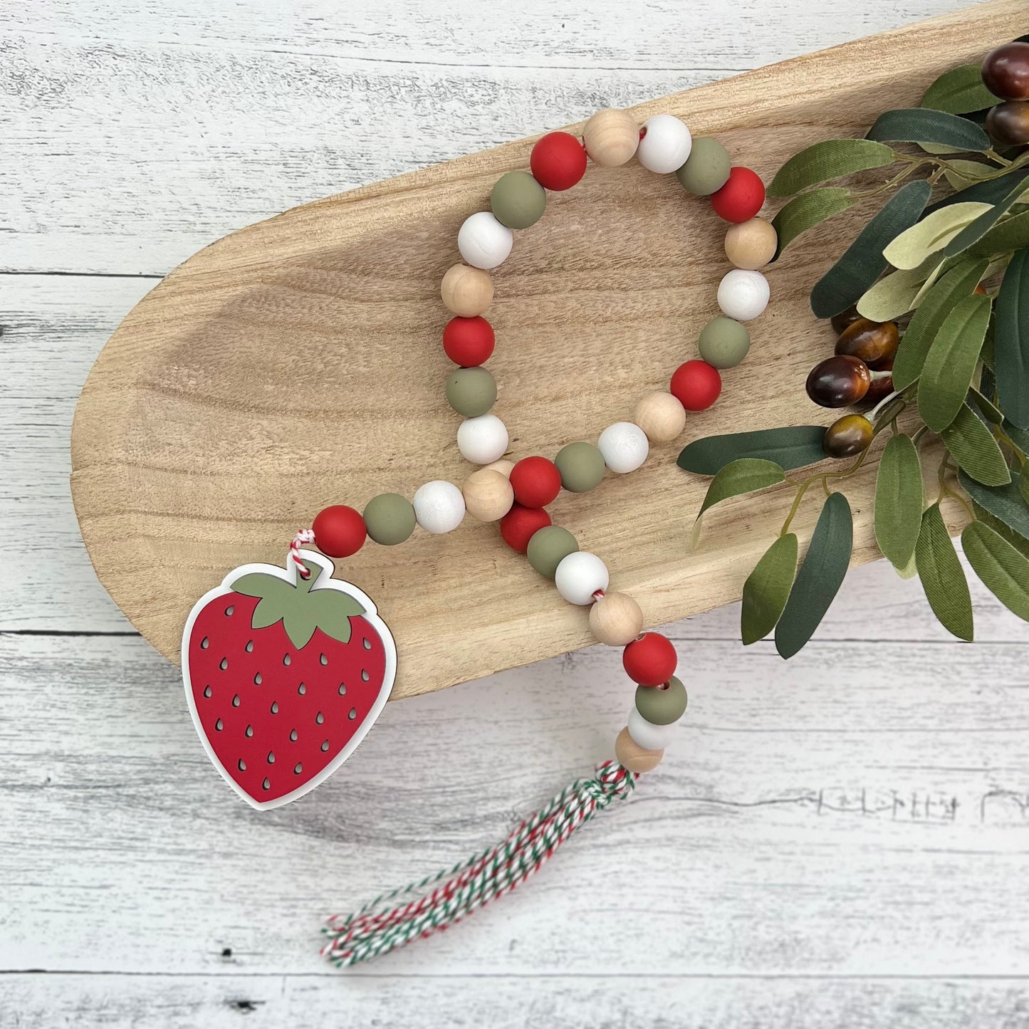 Strawberry Themed Wooden Bead Garland