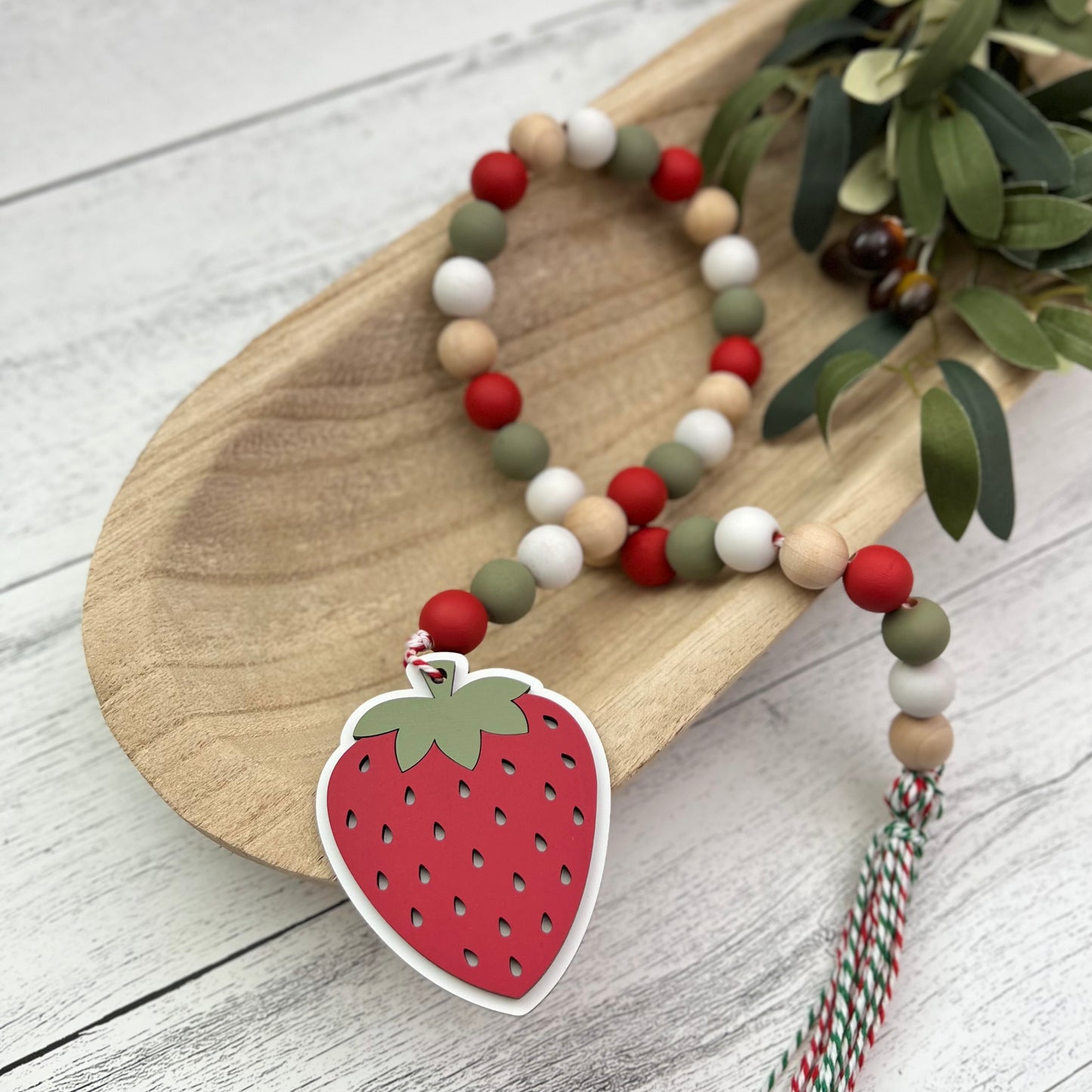 Strawberry Themed Wooden Bead Garland
